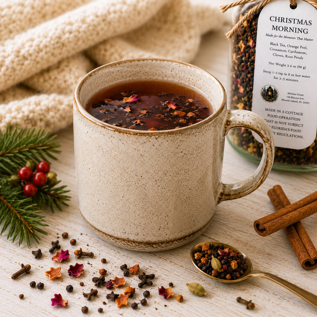 Candlelight Cottage Black Tea, Vanilla Bean Botanical Blend, Loose Leaf Beverage Infusion, Cozy Afternoon