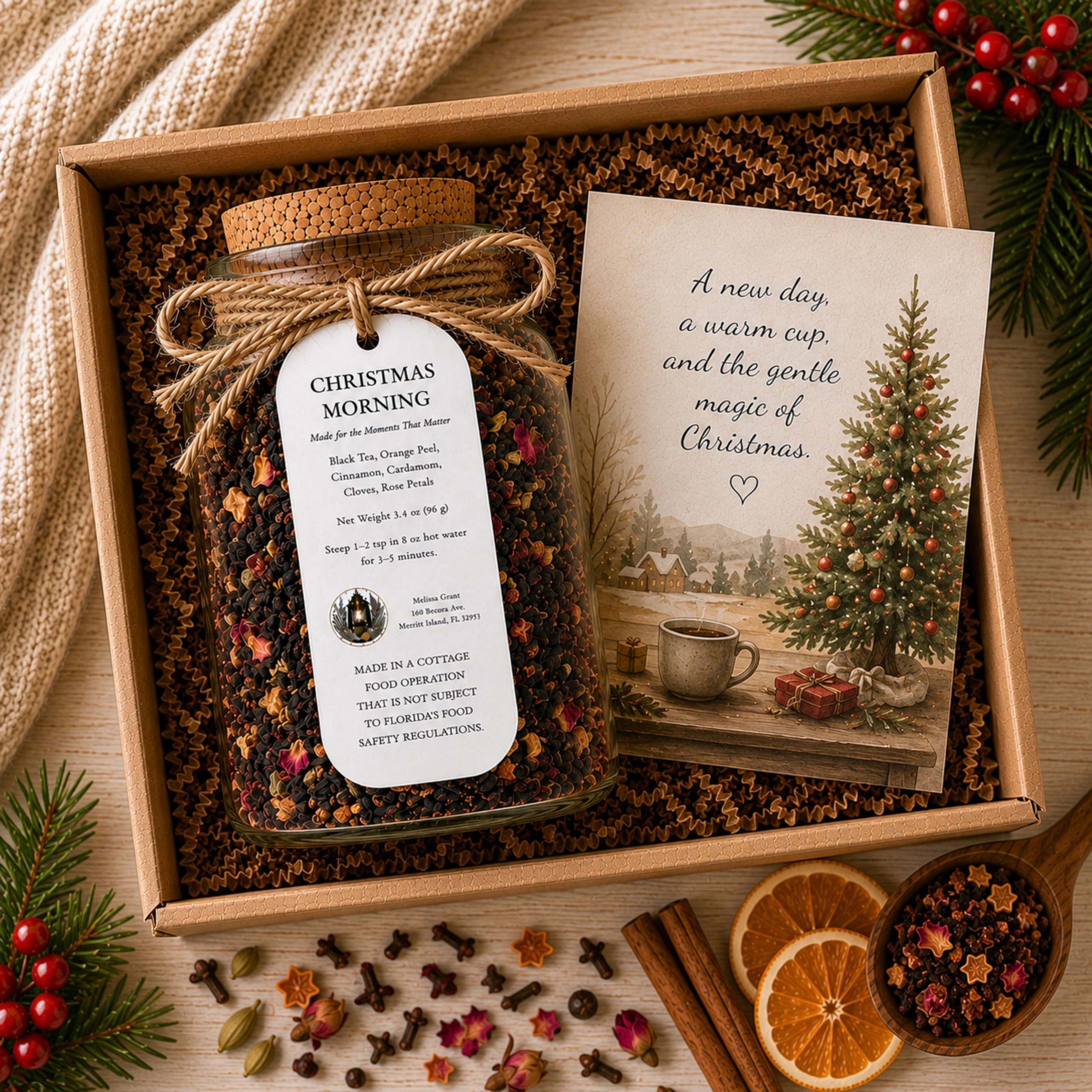 Christmas Morning Black Tea, Holiday Citrus Spice Blend, Loose Leaf Beverage Infusion, Cozy Breakfast