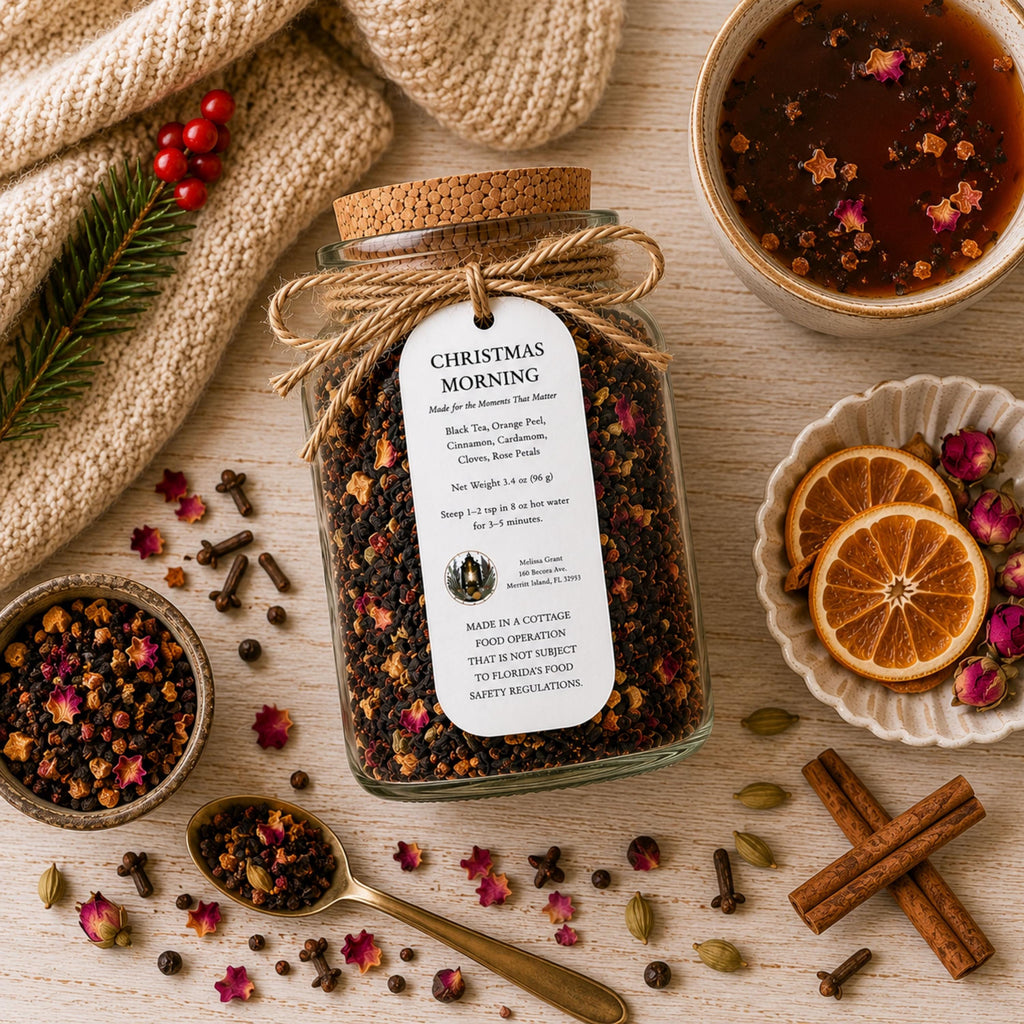 Candlelight Cottage Black Tea, Vanilla Bean Botanical Blend, Loose Leaf Beverage Infusion, Cozy Afternoon