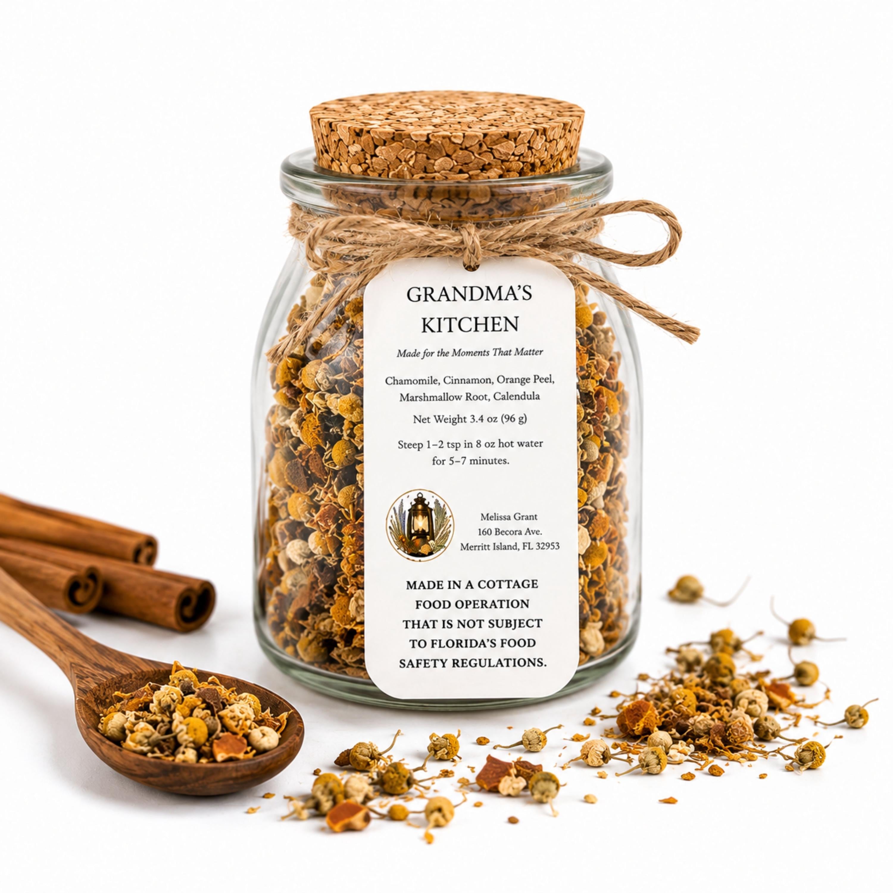 Grandma's Kitchen Rooibos Tea, Vanilla Orange Spice Blend, Loose Leaf Herbal Infusion, Caffeine Free