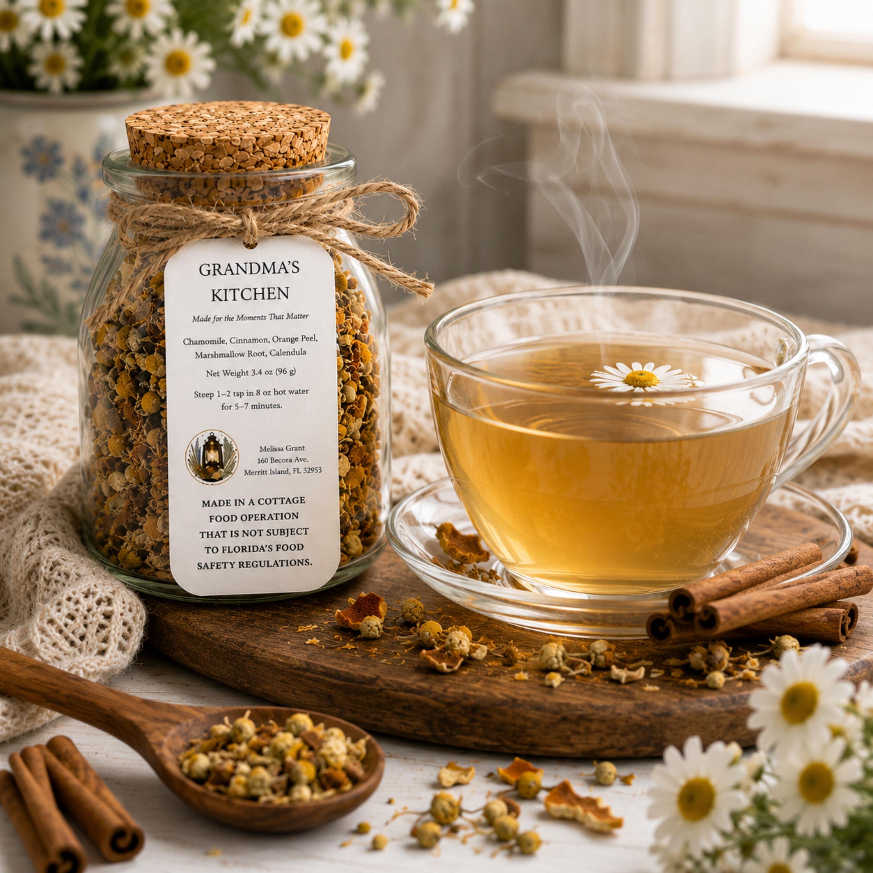 Grandma's Kitchen Rooibos Tea, Vanilla Orange Spice Blend, Loose Leaf Herbal Infusion, Caffeine Free