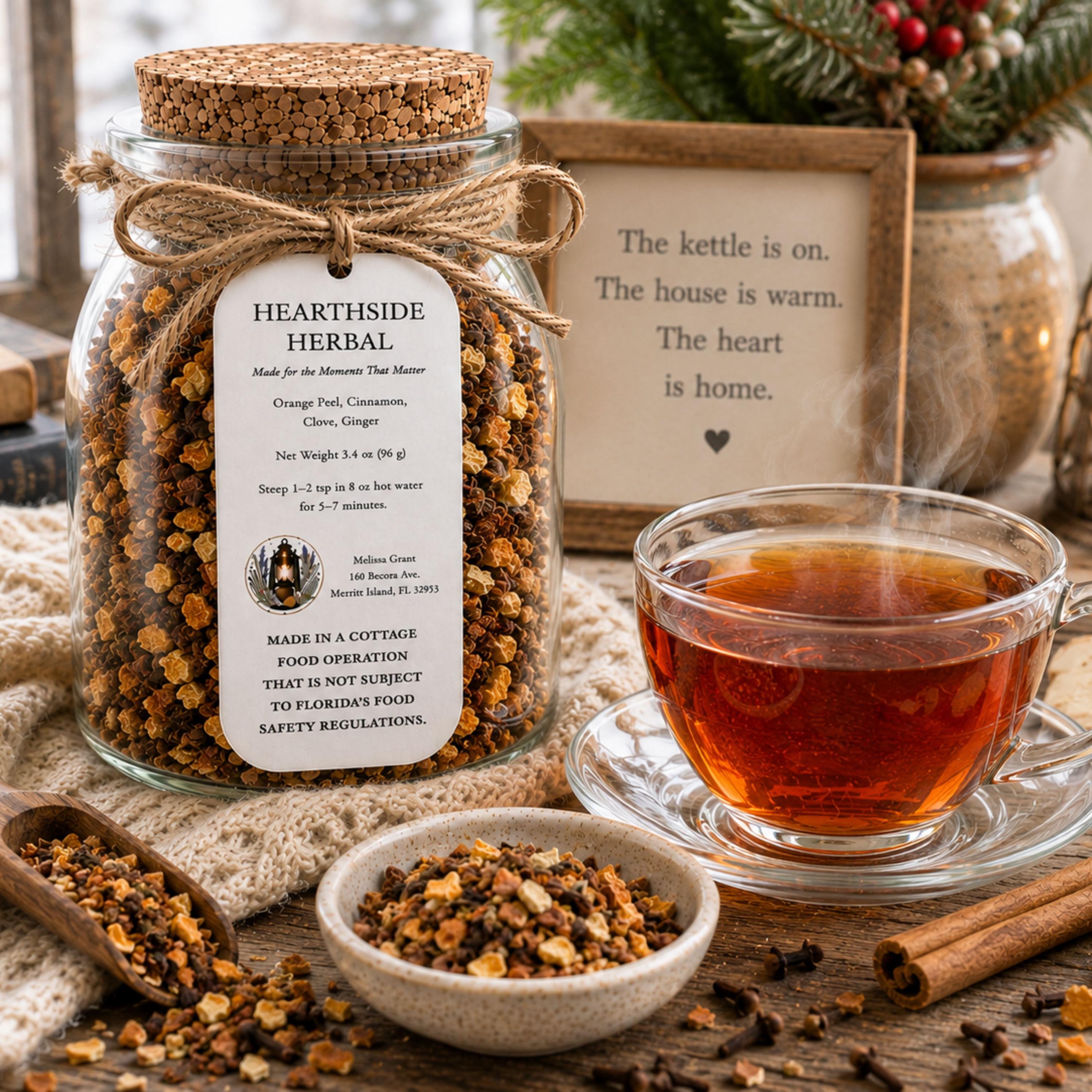 Hearthside Herbal Rooibos Tea, Orange Spice Loose Leaf Tea Blend, Naturally Caffeine Free