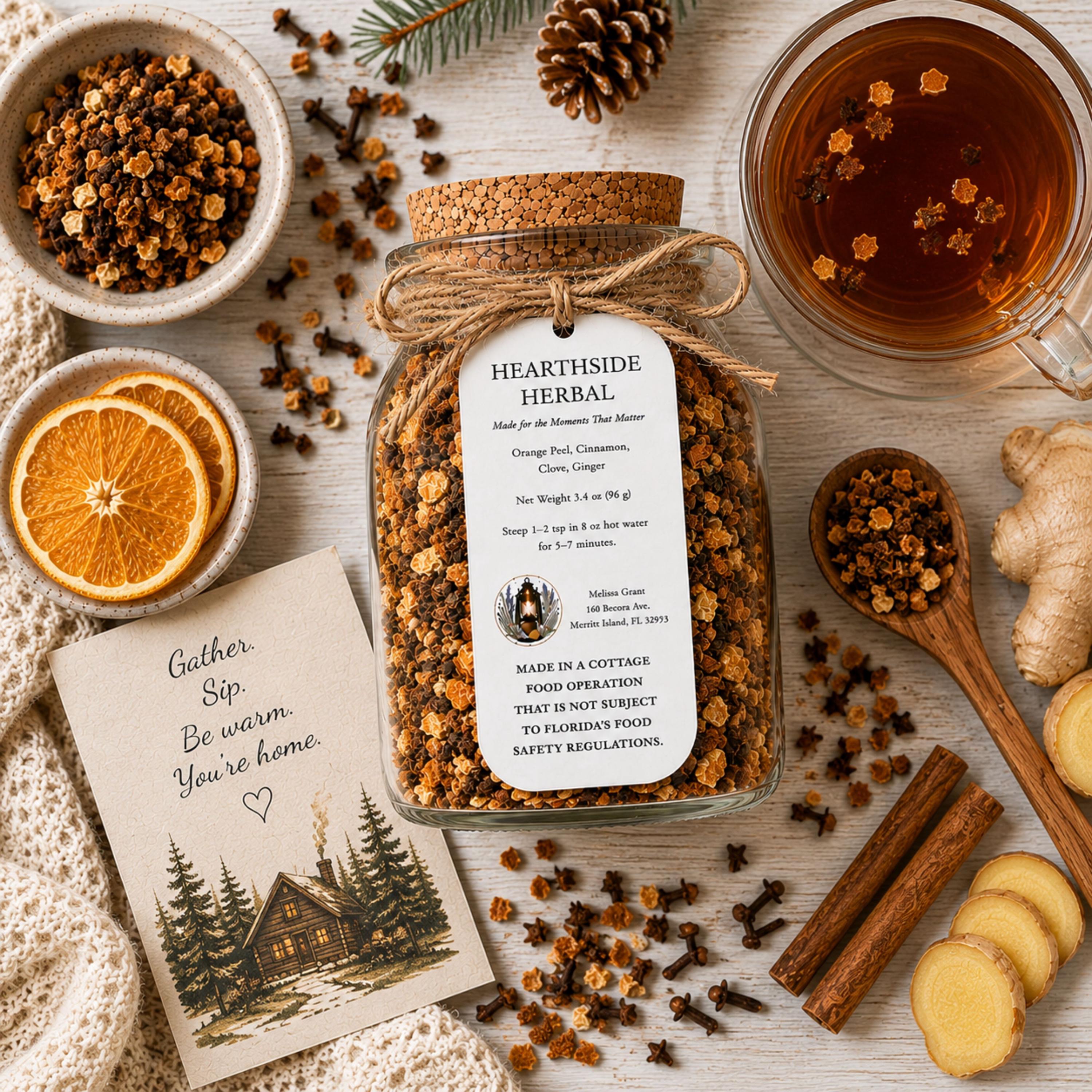 Hearthside Herbal Rooibos Tea, Orange Spice Loose Leaf Tea Blend, Naturally Caffeine Free