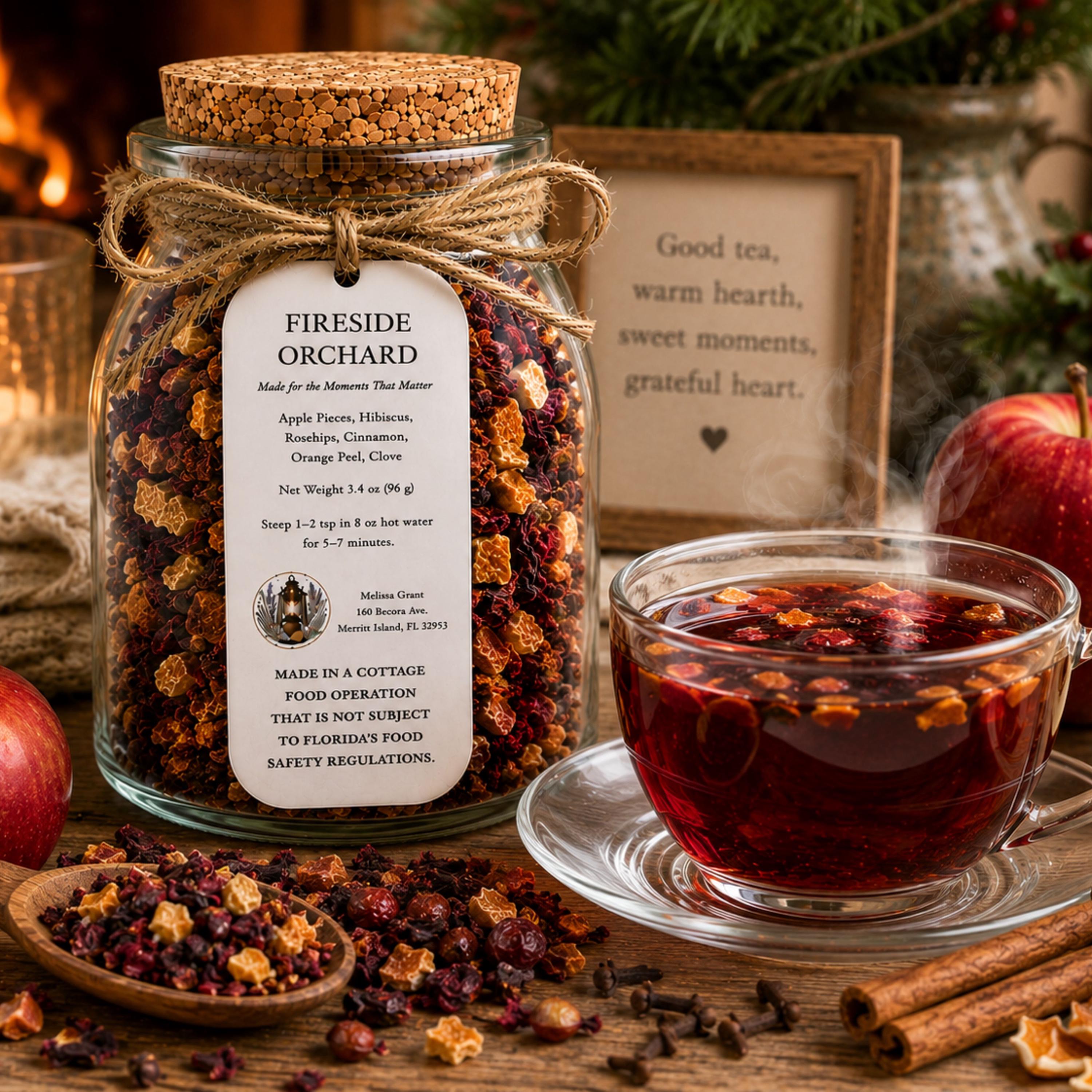 Fireside Orchard Rooibos Tea, Apple Citrus Spice Blend, Loose Leaf Tea, Naturally Caffeine Free