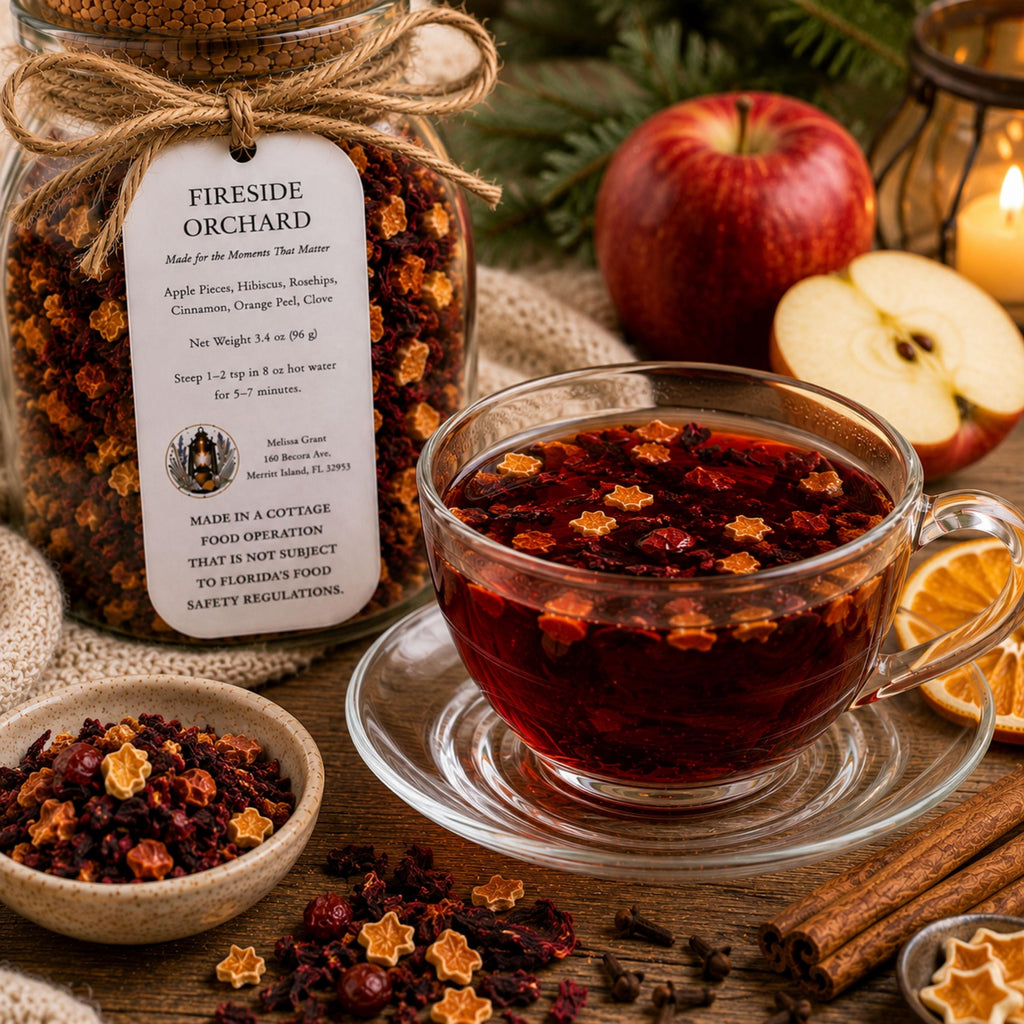 Fireside Orchard Rooibos Tea, Apple Citrus Spice Blend, Loose Leaf Tea, Naturally Caffeine Free