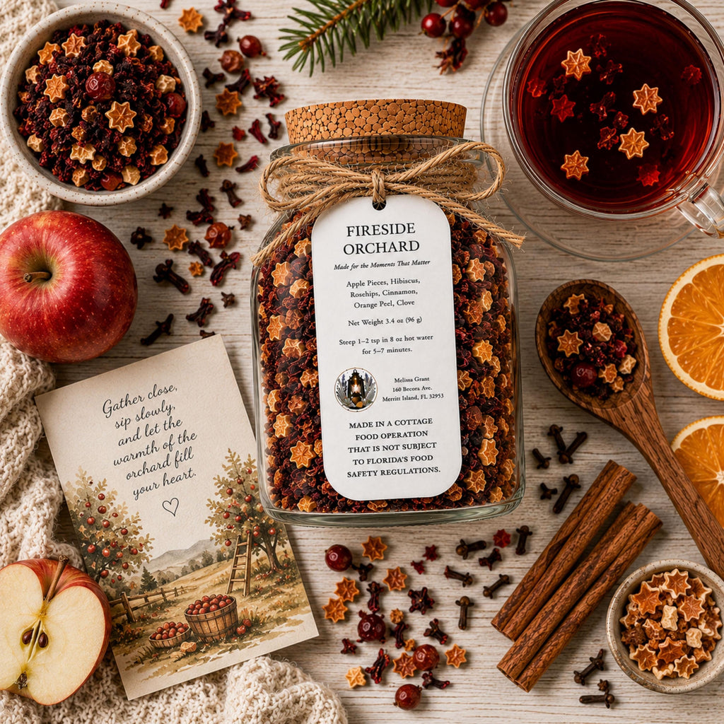 Fireside Orchard Rooibos Tea, Apple Citrus Spice Blend, Loose Leaf Tea, Naturally Caffeine Free