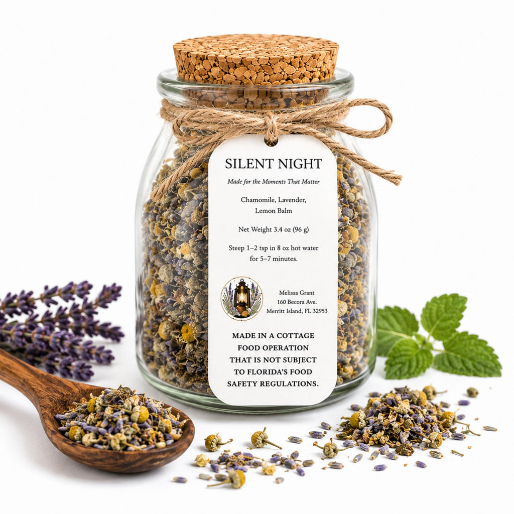 Silent Night Herbal Tea, Chamomile Lavender Blend, Loose Leaf Herbal Infusion, Naturally Caffeine Free
