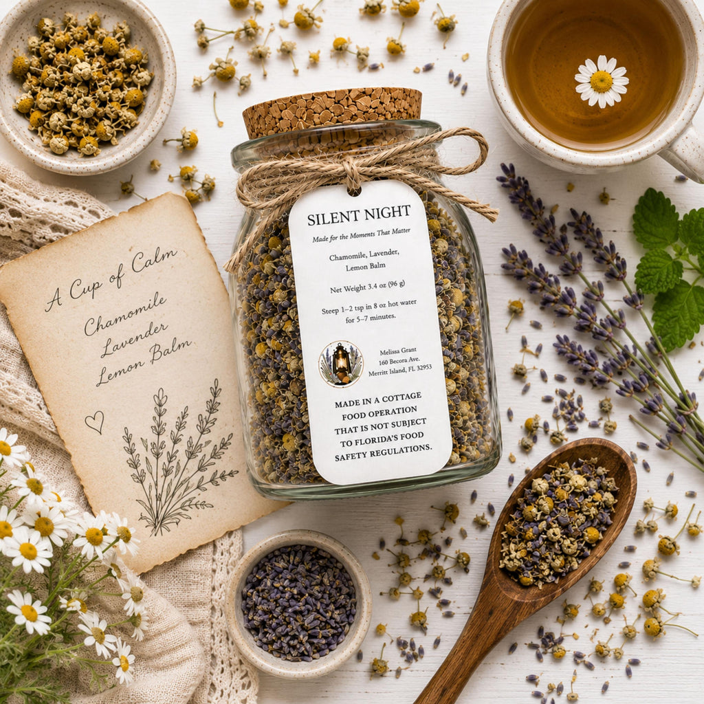 Silent Night Herbal Tea, Chamomile Lavender Blend, Loose Leaf Herbal Infusion, Naturally Caffeine Free