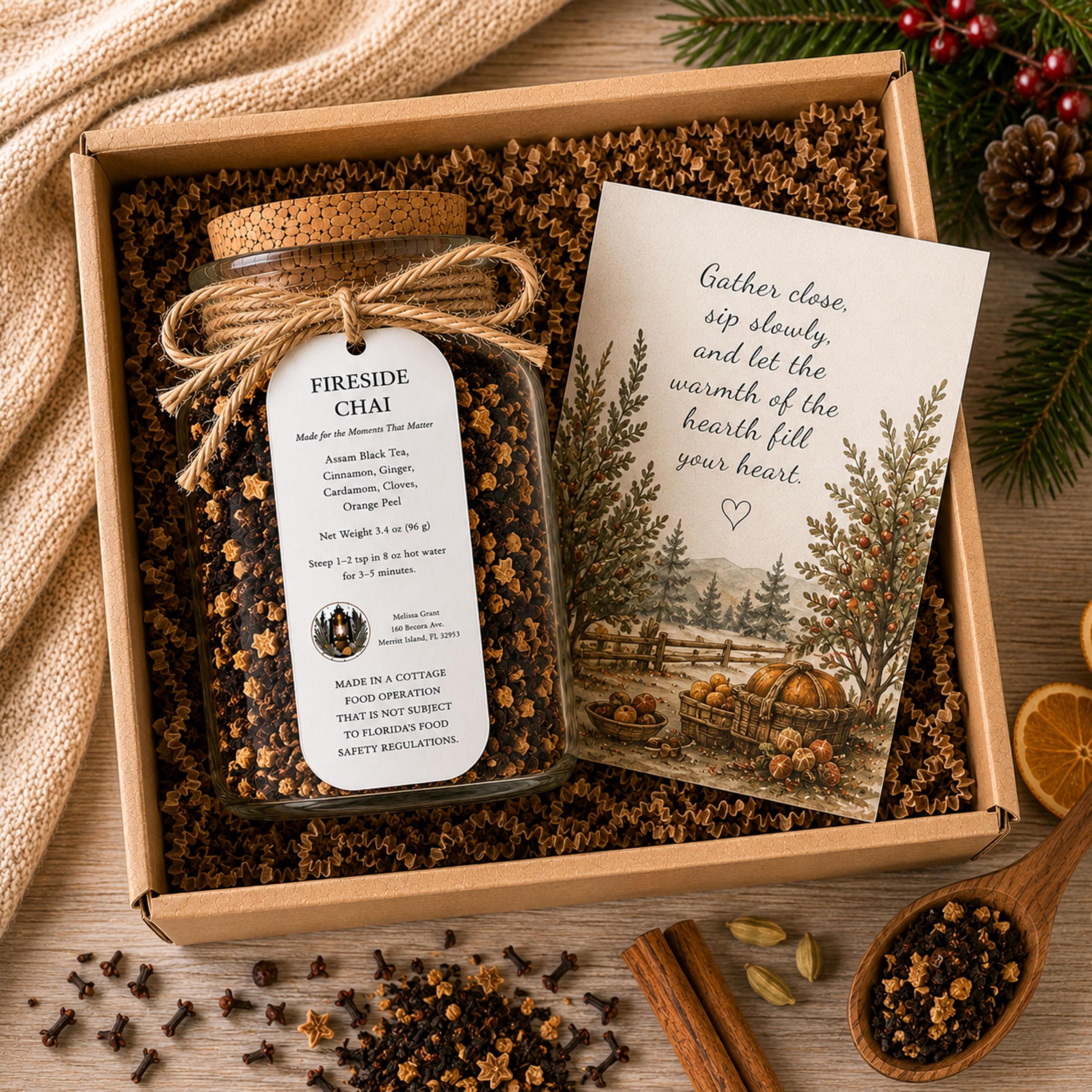 Fireside Chai Assam Black Tea, Herbal Spice Loose Leaf Beverage Infusion, Cozy Winter Comfort