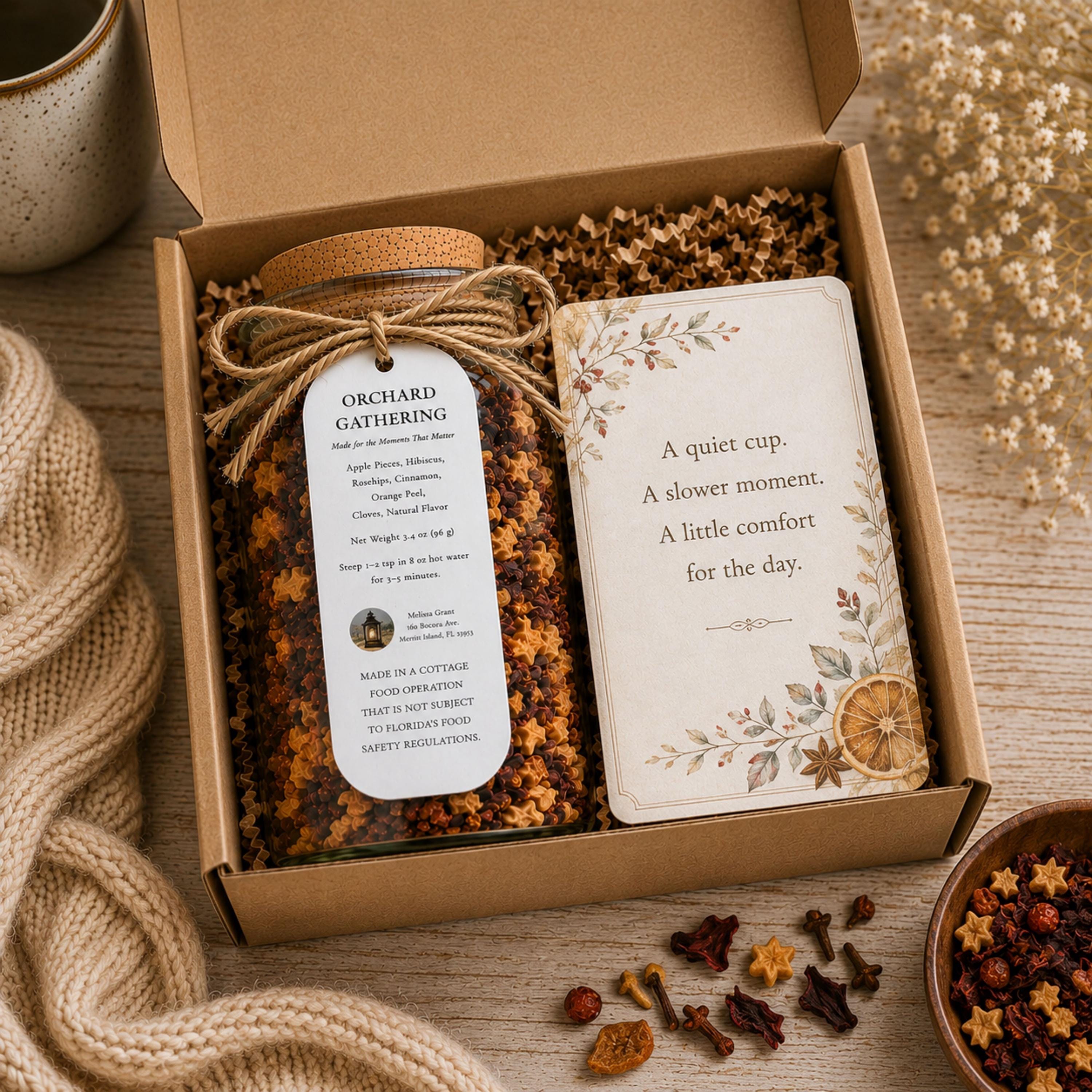 Orchard Gathering Black Tea, Apple Citrus Botanical Blend, Loose Leaf Beverage Infusion, Autumn Comfort