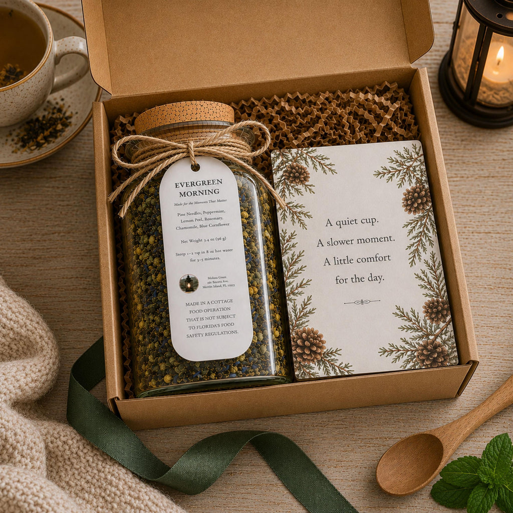 Evergreen Morning Green Tea, Citrus Mint Botanical Blend, Refreshing Loose Leaf Beverage Infusion