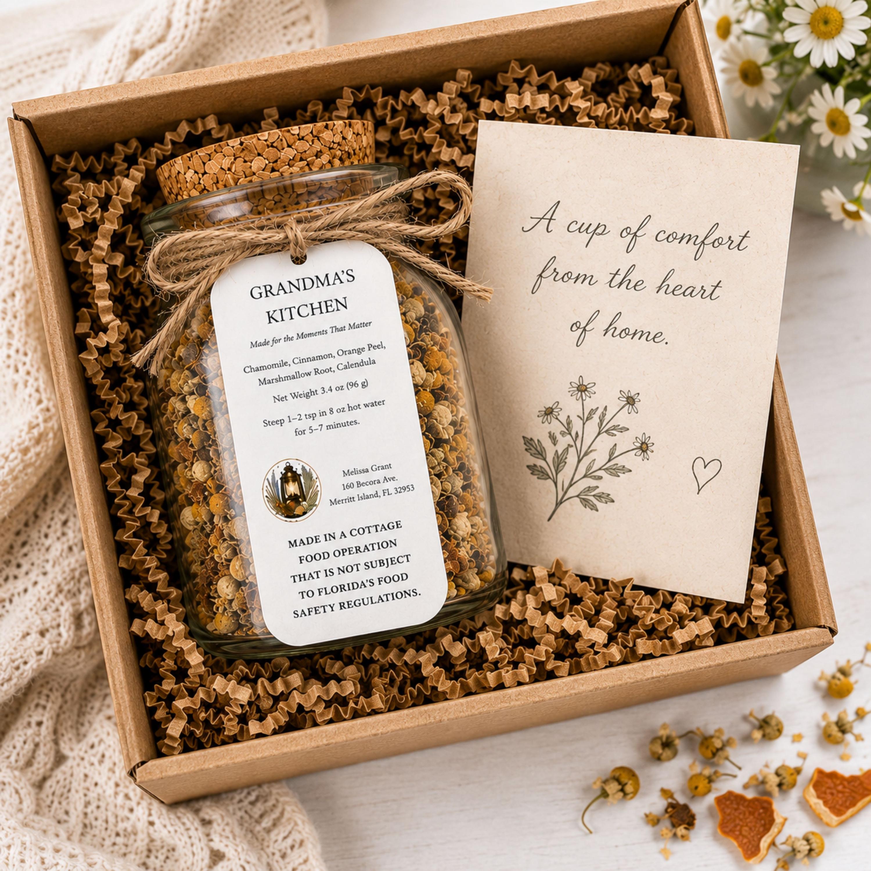 Grandma's Kitchen Rooibos Tea, Vanilla Orange Spice Blend, Loose Leaf Herbal Infusion, Caffeine Free