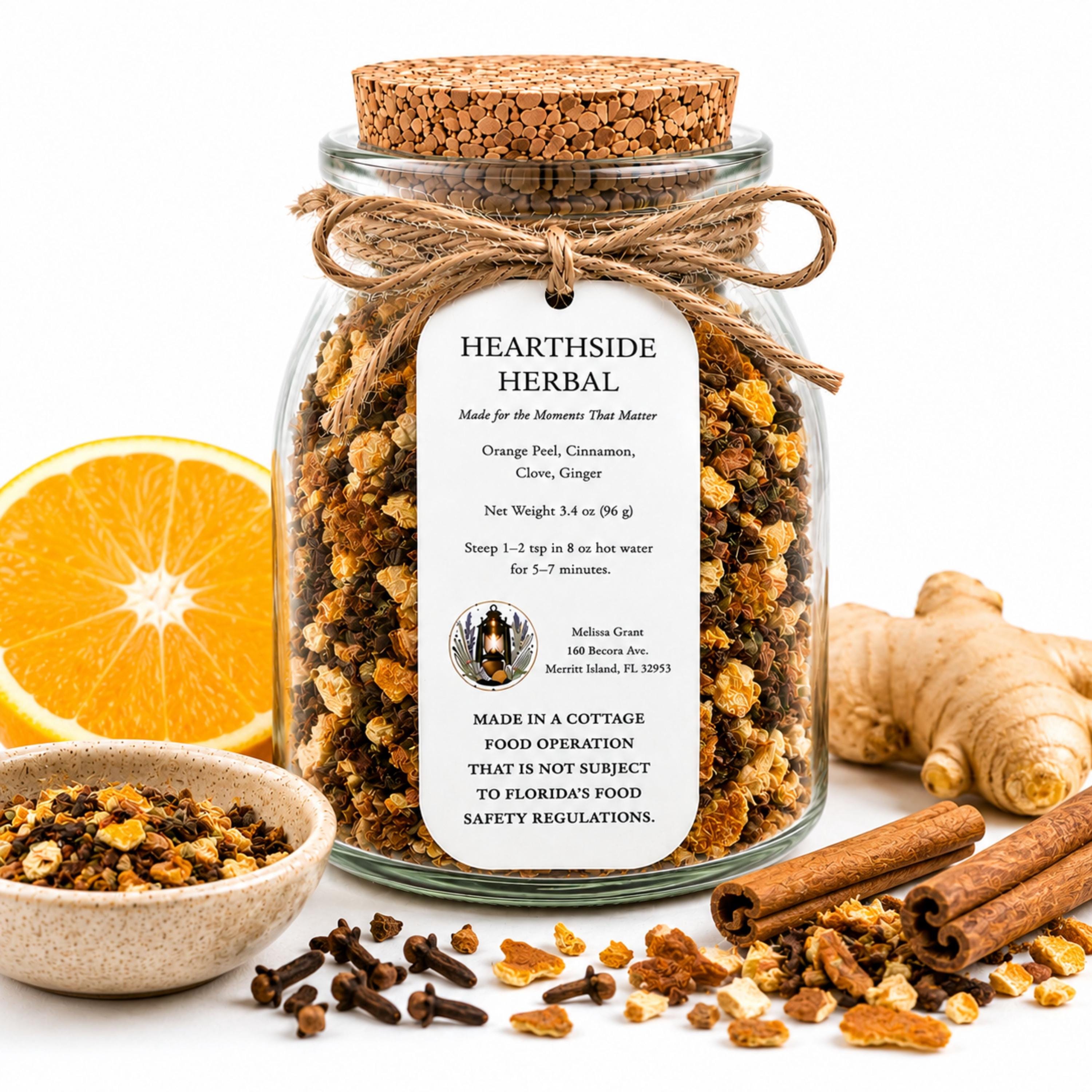 Hearthside Herbal Rooibos Tea, Orange Spice Loose Leaf Tea Blend, Naturally Caffeine Free