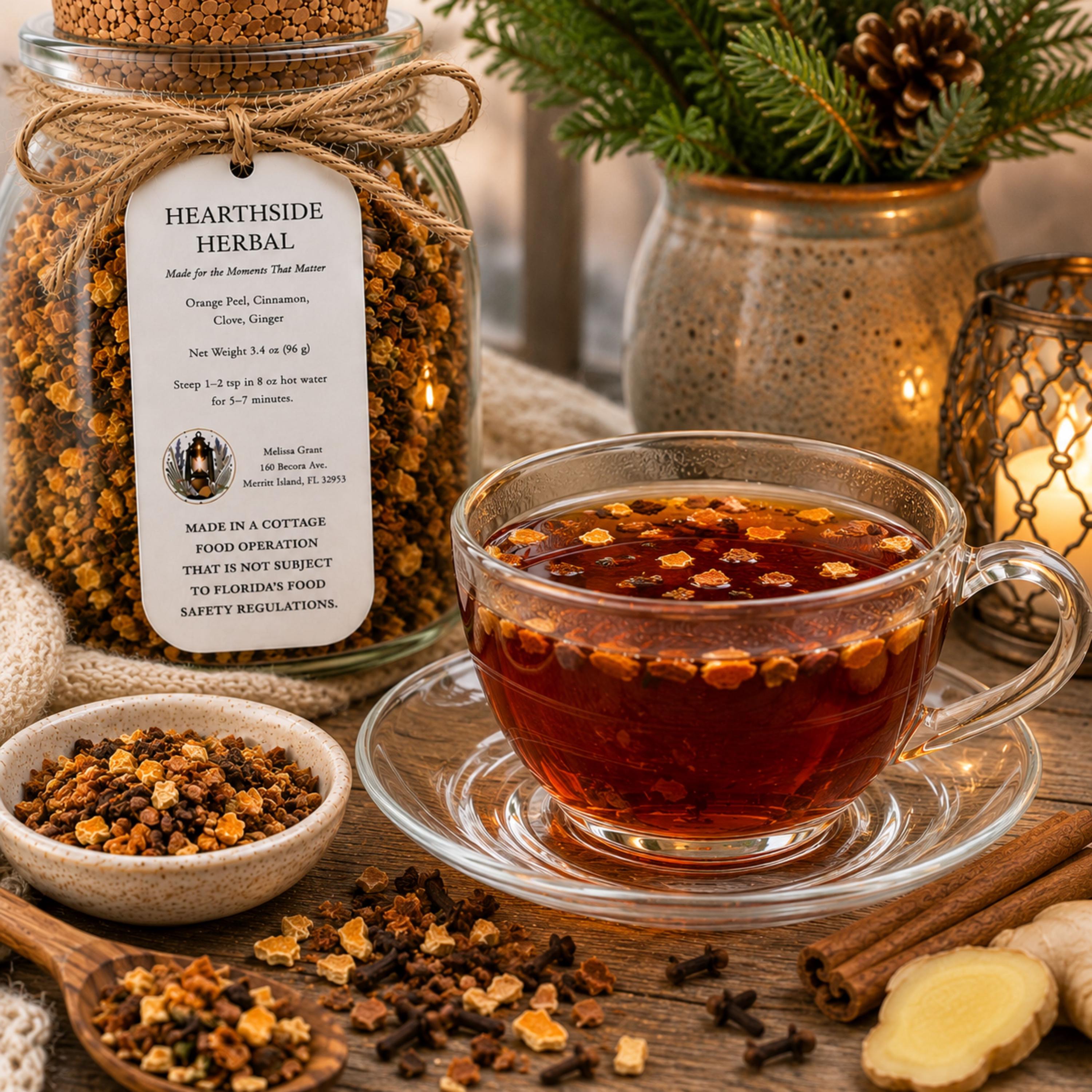 Hearthside Herbal Rooibos Tea, Orange Spice Loose Leaf Tea Blend, Naturally Caffeine Free
