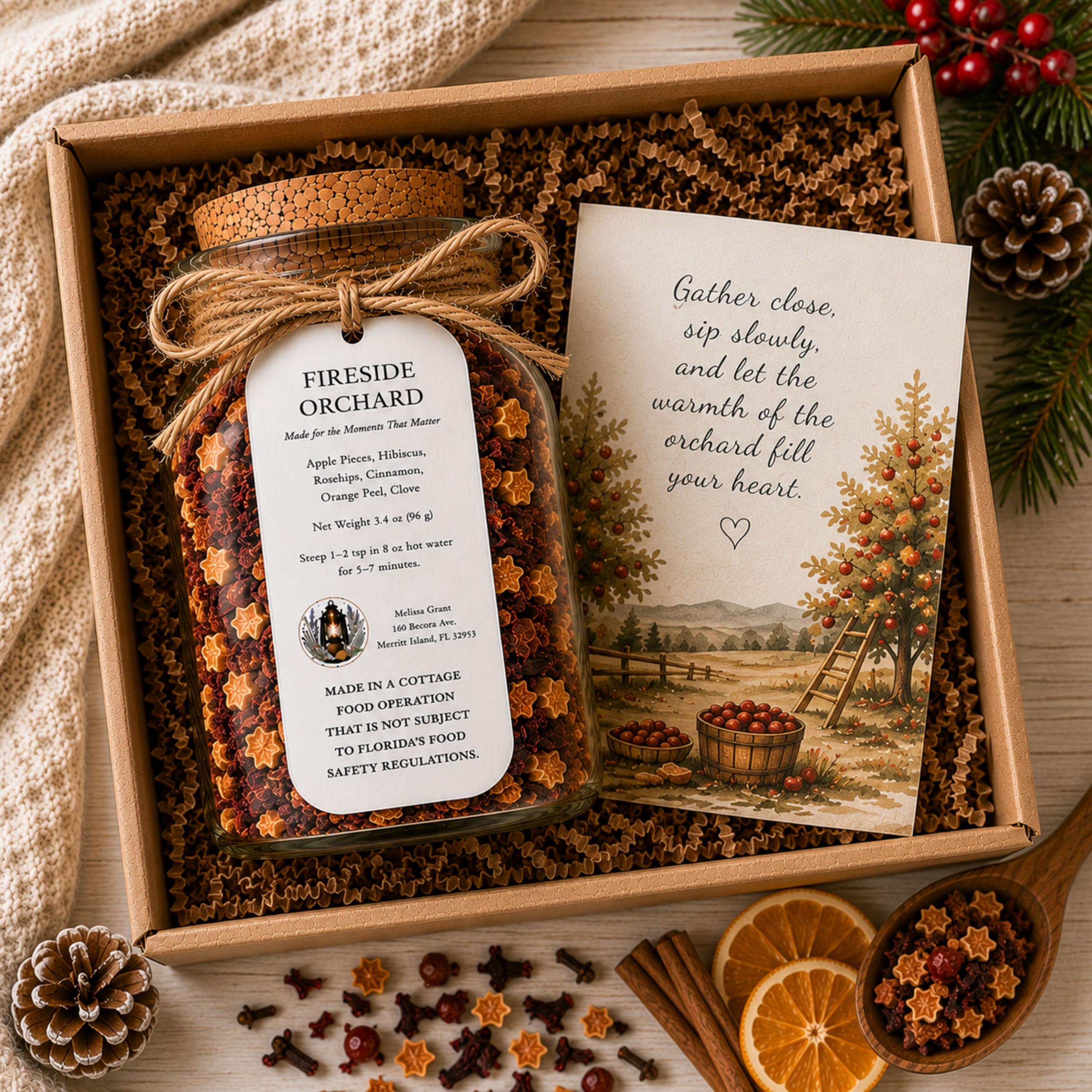 Fireside Orchard Rooibos Tea, Apple Citrus Spice Blend, Loose Leaf Tea, Naturally Caffeine Free