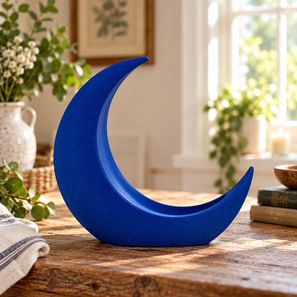 Blue Crescent Moon Propagation Holder, Botanical Plant Decor, Celestial Planter, 3D Printed Keepsake Gift