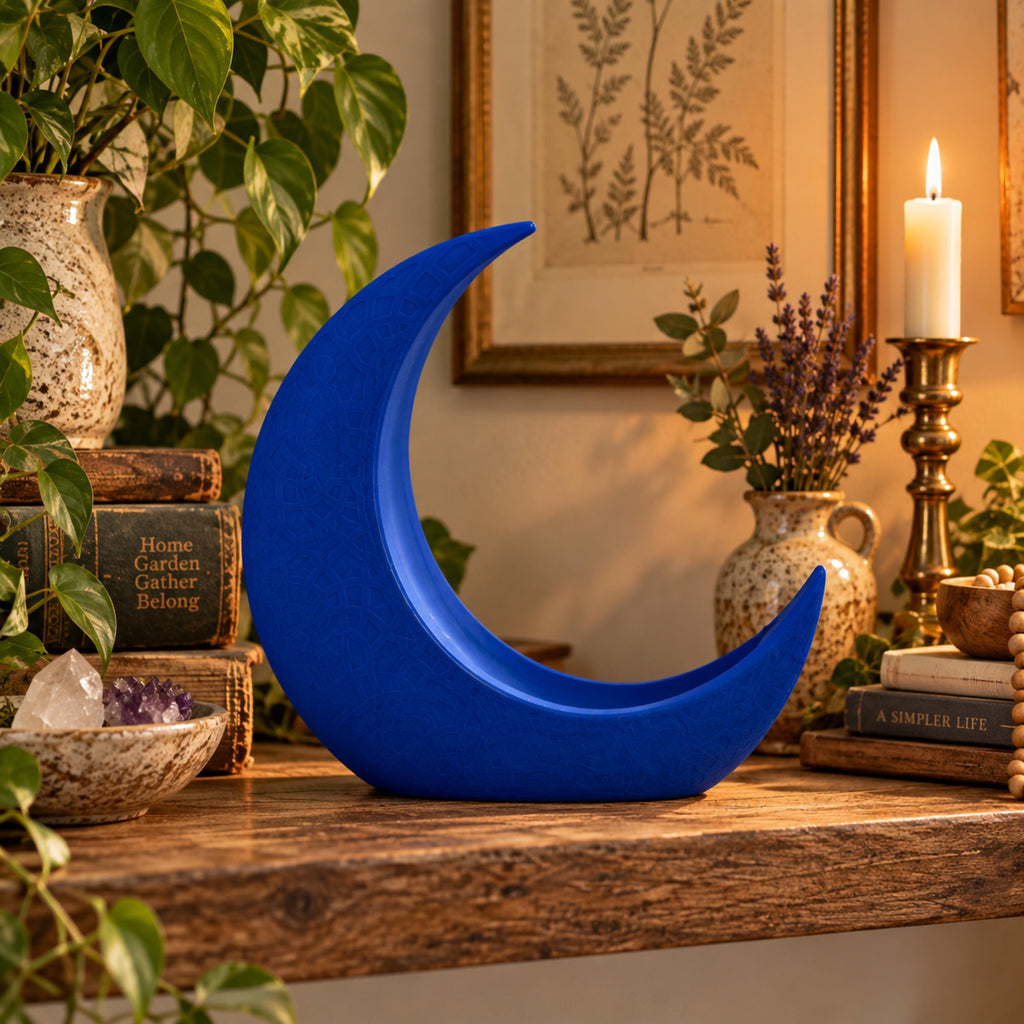 Blue Crescent Moon Propagation Holder, Botanical Plant Decor, Celestial Planter, 3D Printed Keepsake Gift