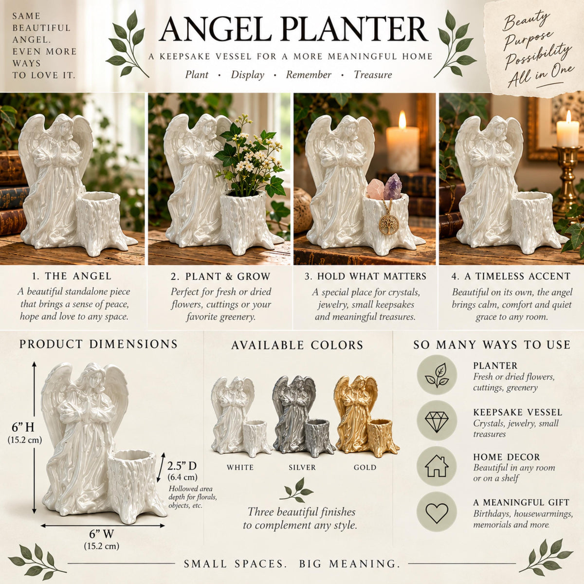 White Angel Planter with Drainage, Faith Inspired Plant Pot, Prayer Angel Decor, Meaningful Gift