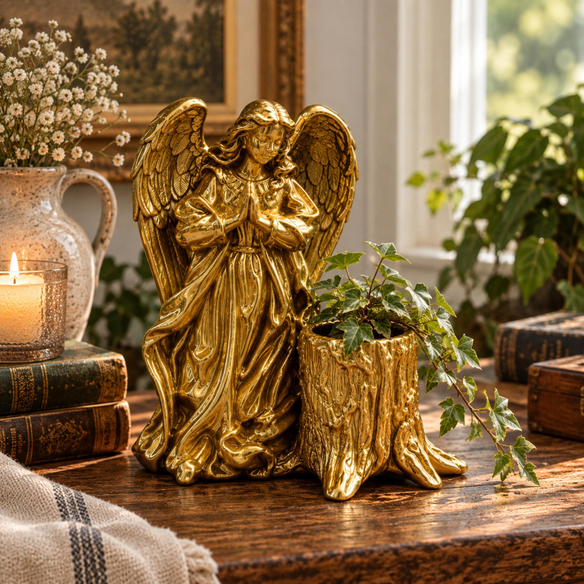 Angel Planter with Drainage, Small Plant Pot, Faith Inspired Home Decor, Meaningful Angel Gift