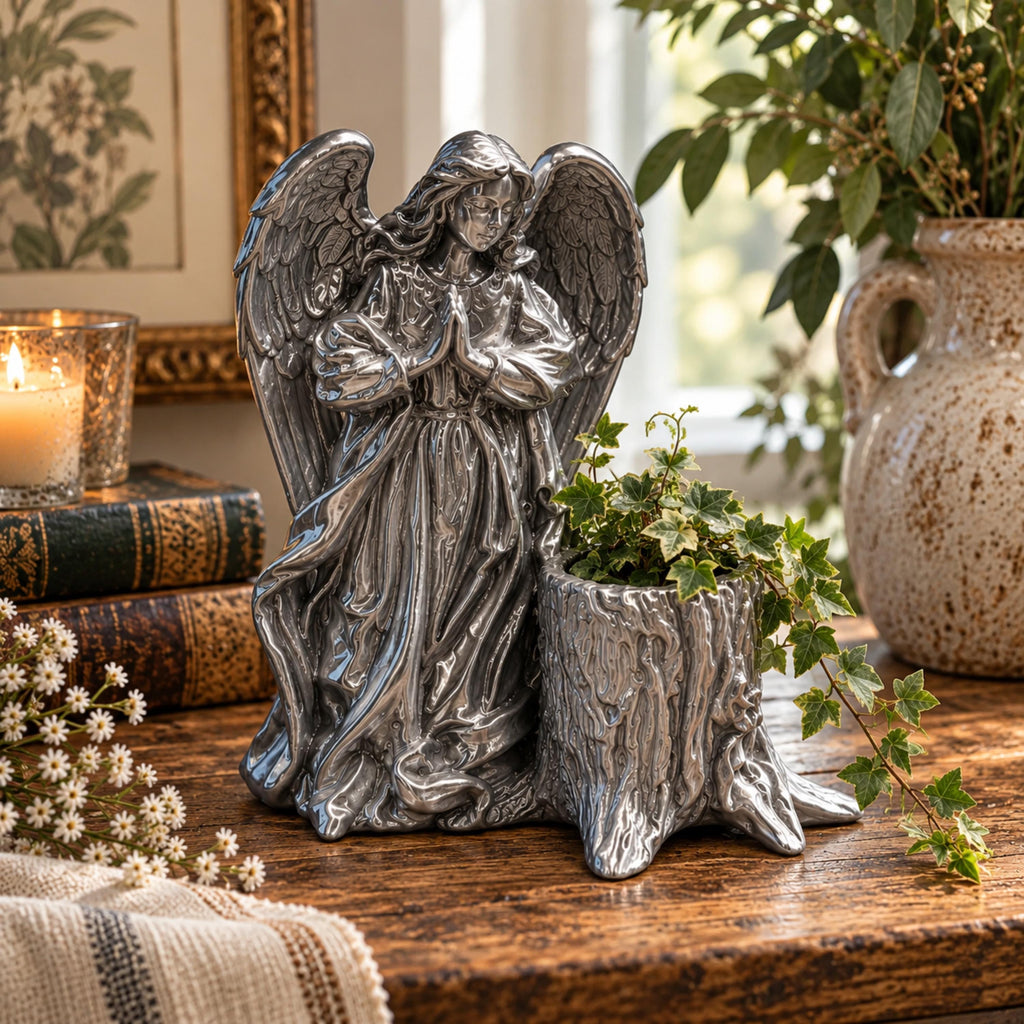 Angel Planter with Drainage, Small Plant Pot, Faith Inspired Home Decor, Meaningful Angel Gift