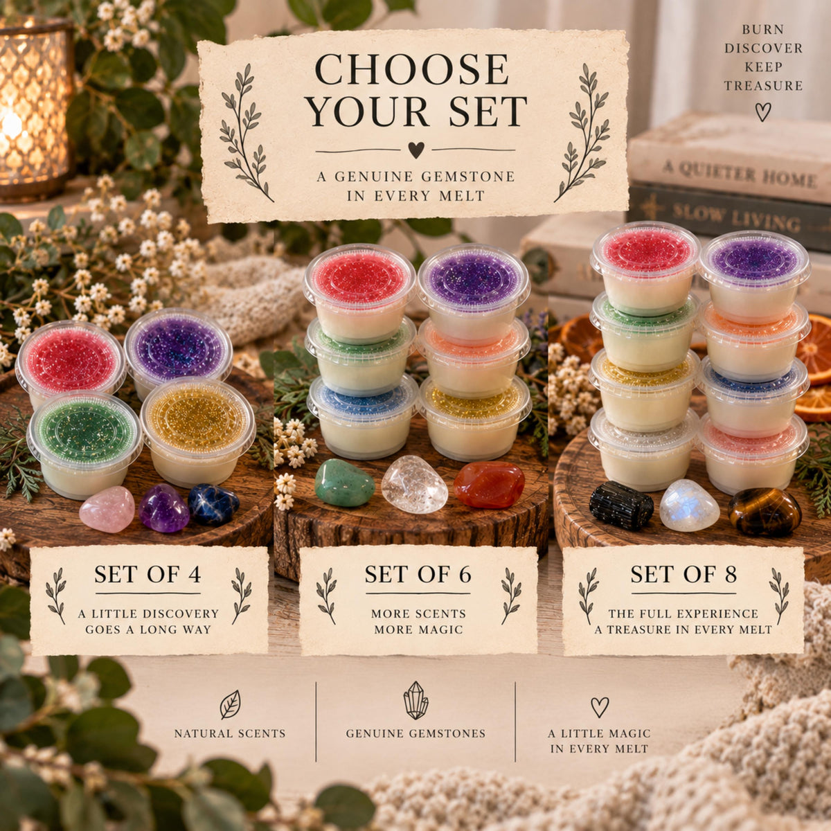 Aromatherapy Hidden Crystal Wax Melts, Surprise Gemstone Reveal Soy Blend Tarts, Spiritual Gift