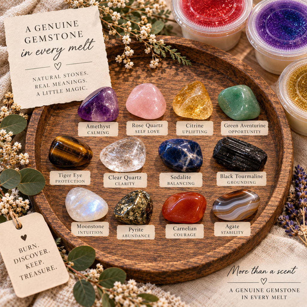 Aromatherapy Hidden Crystal Wax Melts, Surprise Gemstone Reveal Soy Blend Tarts, Spiritual Gift