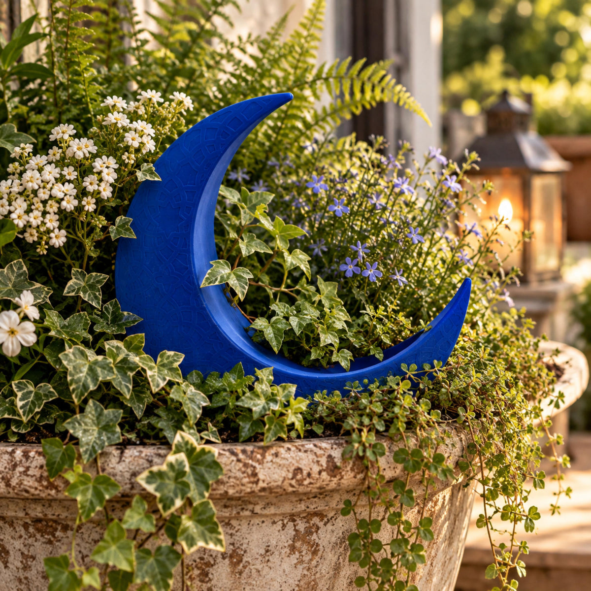 Blue Crescent Moon Propagation Holder, Botanical Plant Decor, Celestial Planter, 3D Printed Keepsake Gift