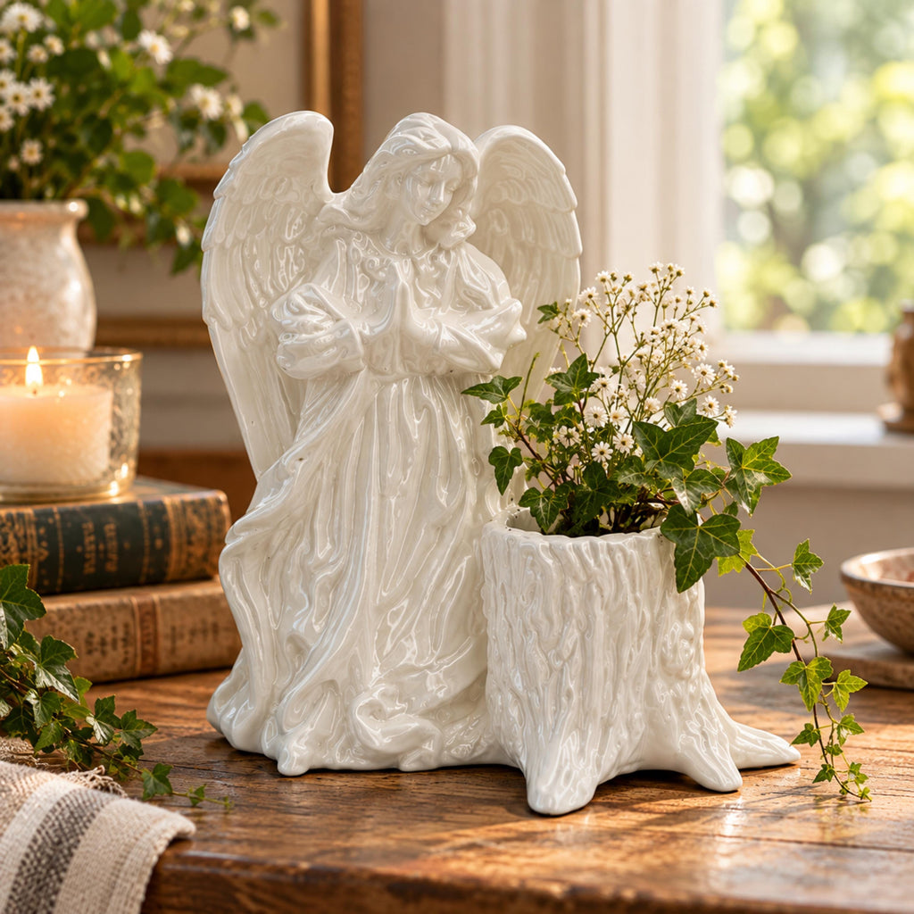 Angel Planter with Drainage, Small Plant Pot, Faith Inspired Home Decor, Meaningful Angel Gift
