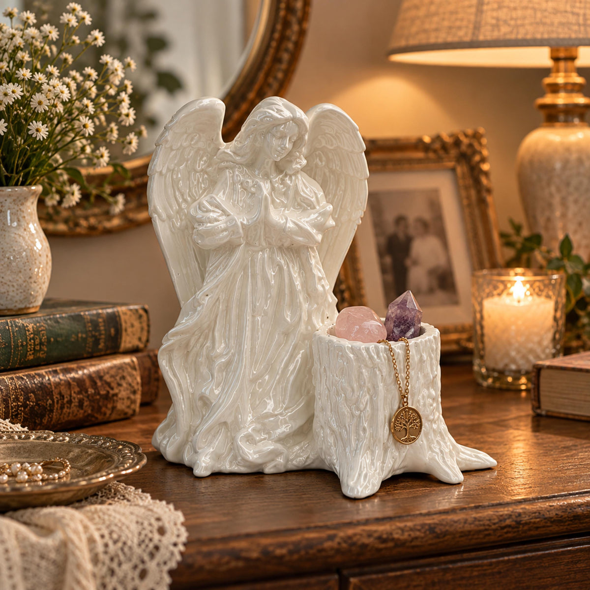 Angel Planter with Drainage, Small Plant Pot, Faith Inspired Home Decor, Meaningful Angel Gift
