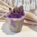 Intentional Soy Votive Drip Candle: Amethyst Crystal with Purple Glitter - Winterberry Hearth