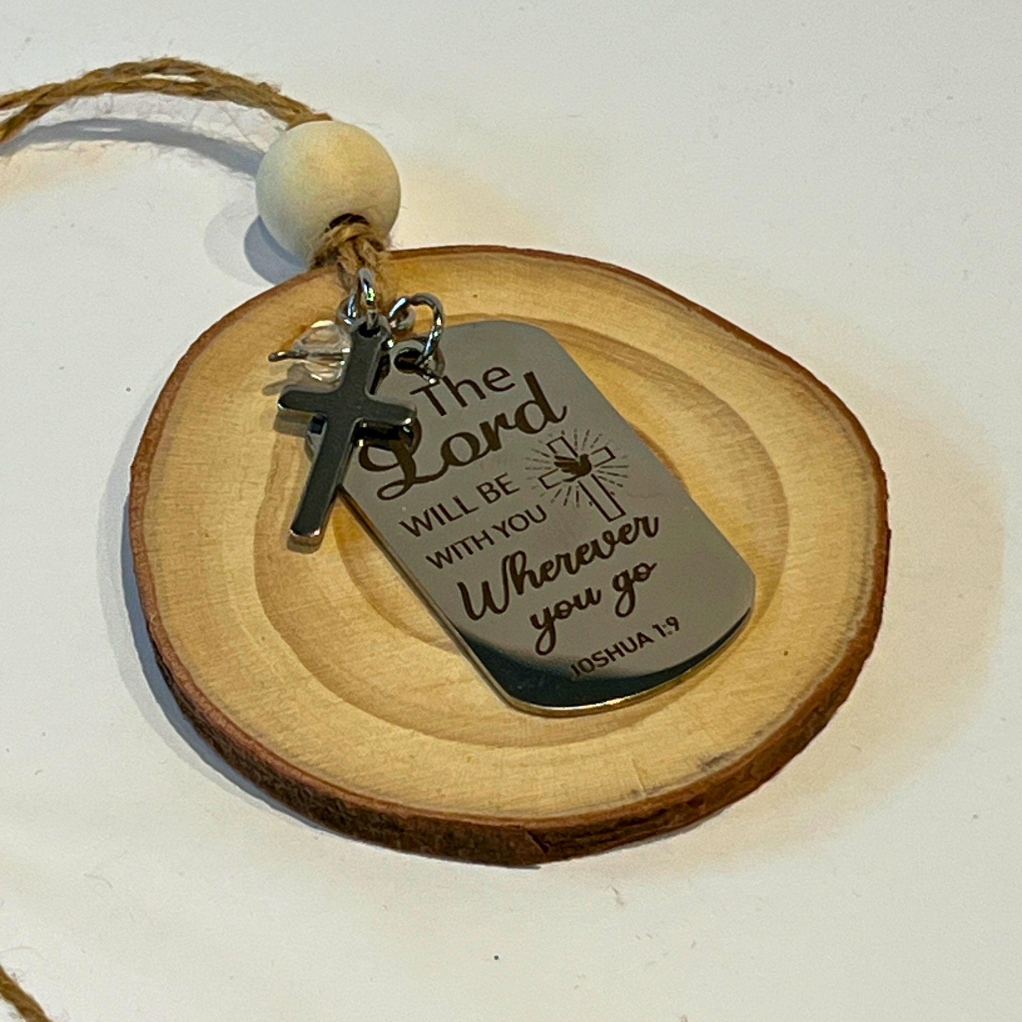 Joshua 1:9 Christmas Ornament, Scripture Wood Slice Decor, Christian Gift - Winterberry Hearth