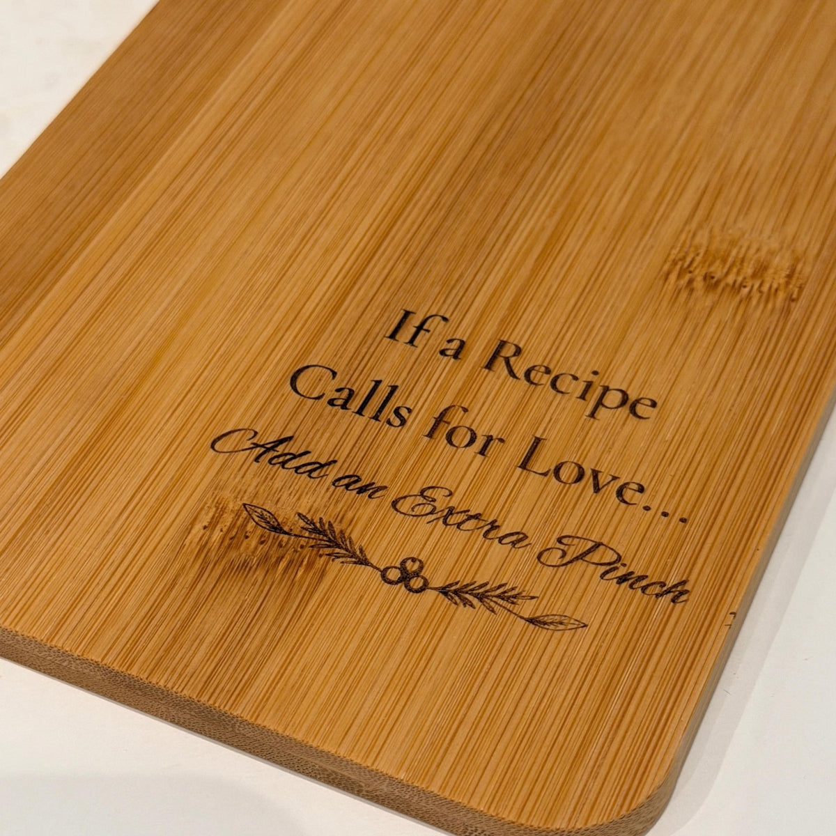 Laser-Engraved Bamboo Cutting Board with Handle, Wooden Serving Platter, Rustic Charcuterie Board - Winterberry Hearth