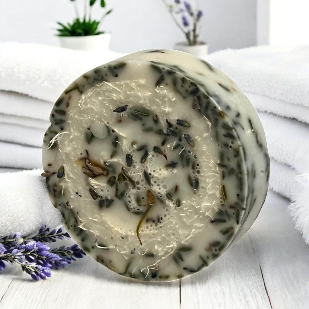 Lavender Goat Milk Loofah Soap: Calming Herbal Exfoliation - Winterberry Hearth