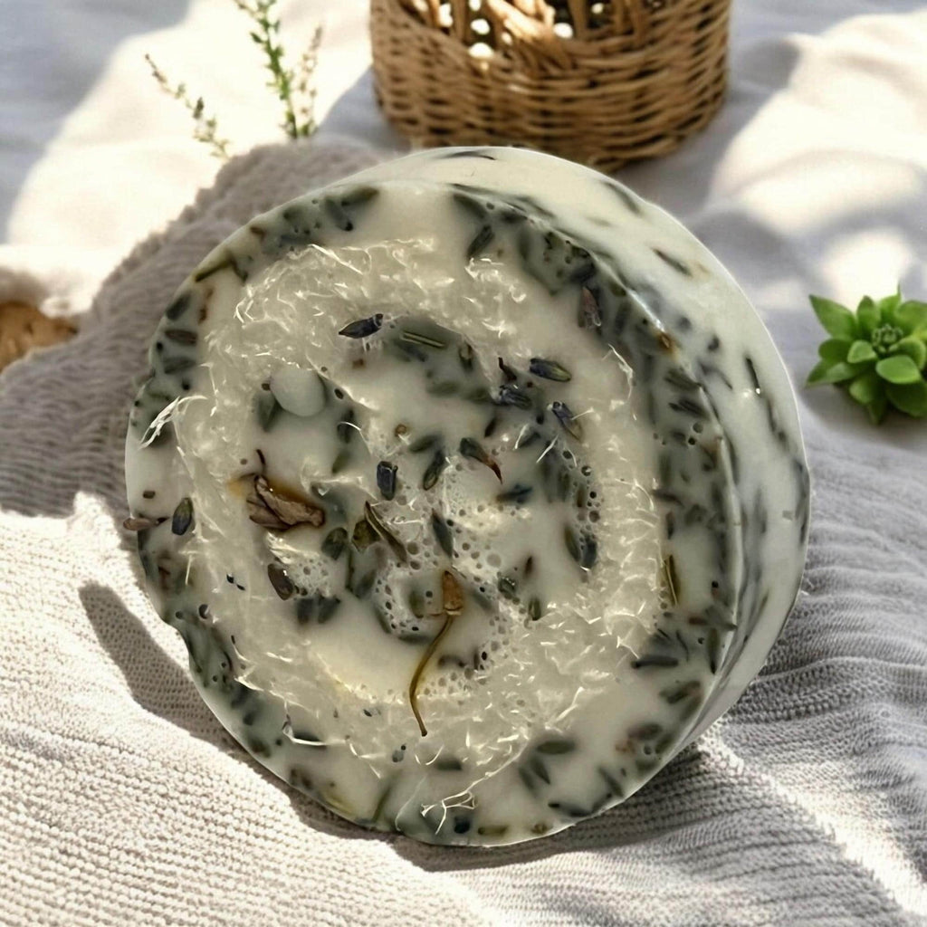 Lavender Goat Milk Loofah Soap: Calming Herbal Exfoliation - Winterberry Hearth