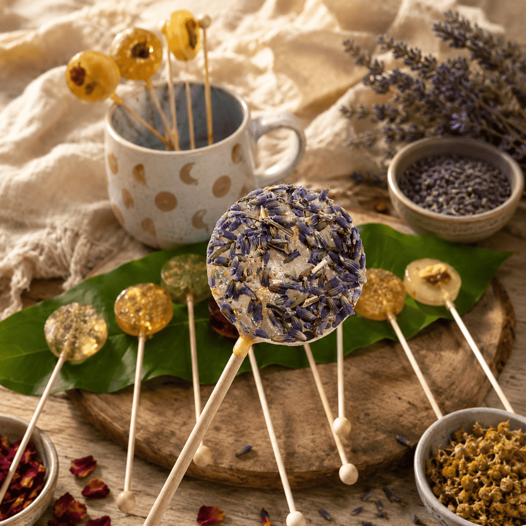 Lavender Herbal Tea Lollipop, Floral Tea Stir Stick Candy, Relaxing - Winterberry Hearth
