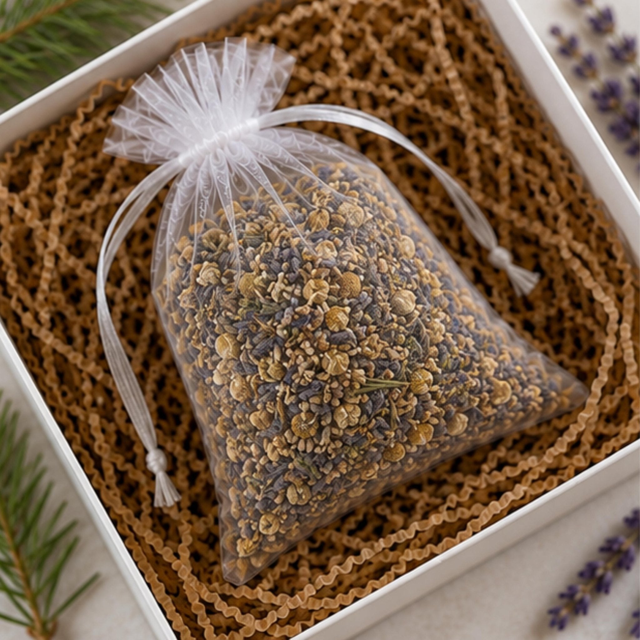 Lavender Pine Home Fragrance Sachet, Winter Sanctuary Bedroom Scents, Botanical Pillow Pouch - Winterberry Hearth