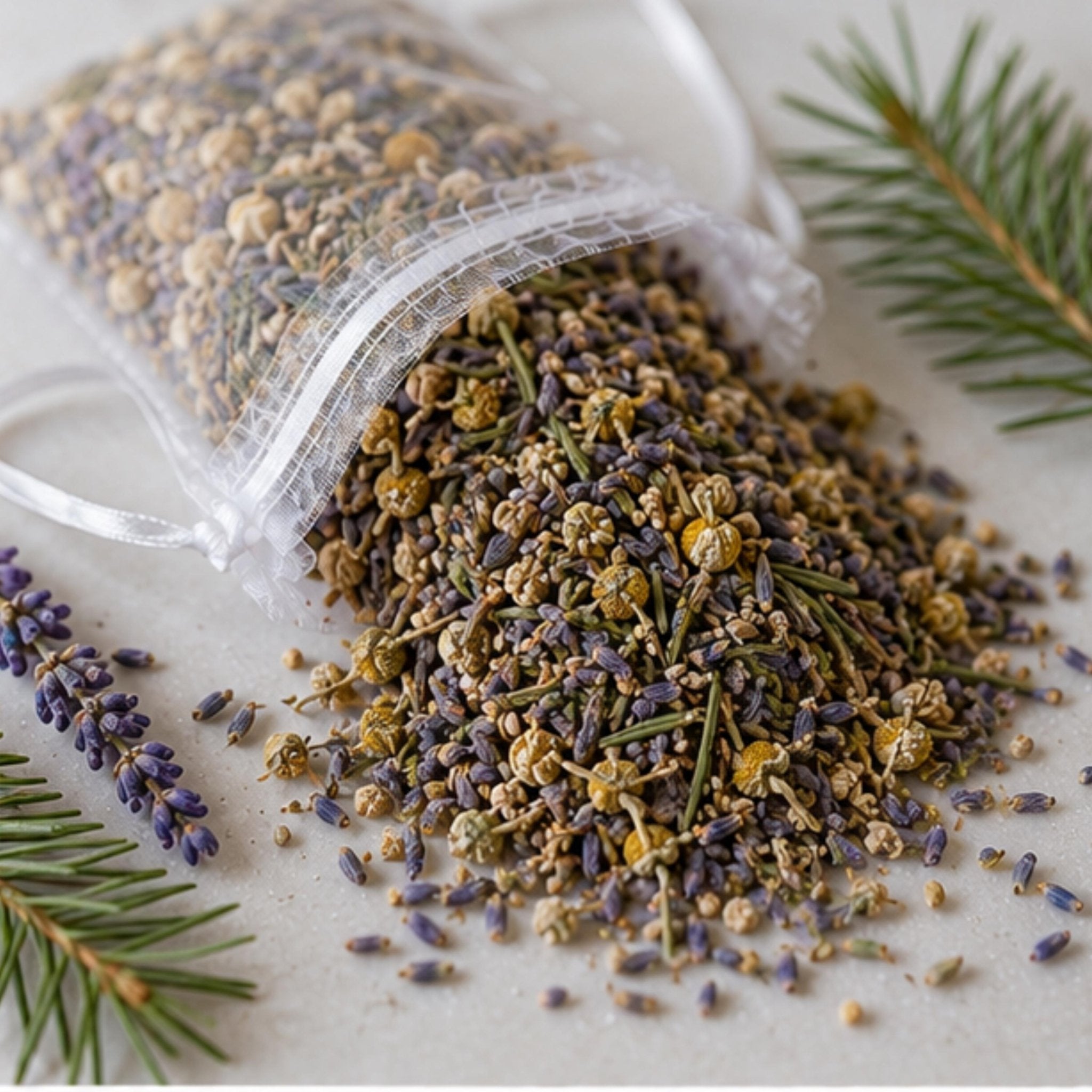 Lavender Pine Home Fragrance Sachet, Winter Sanctuary Bedroom Scents, Botanical Pillow Pouch - Winterberry Hearth