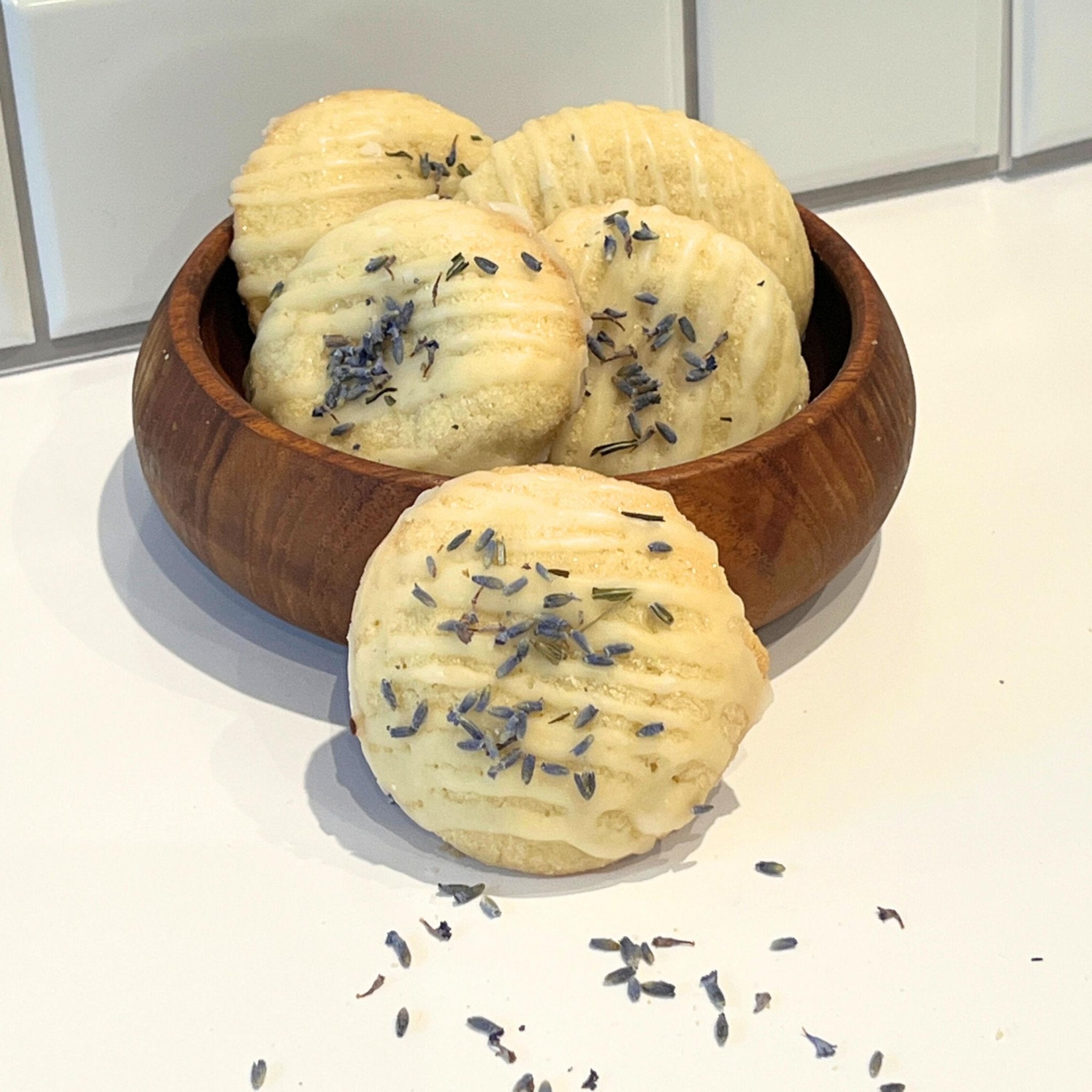 Lavender Sugar Cookies, Vanilla or Lemon Glaze, Gourmet Bakery Treats, Artisan Tea Cakes - Winterberry Hearth