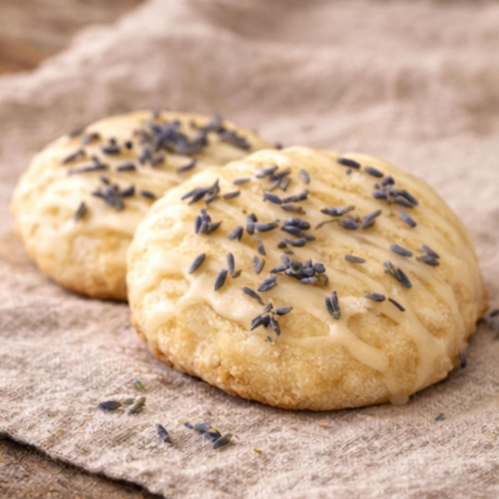 Lavender Sugar Cookies, Vanilla or Lemon Glaze, Gourmet Bakery Treats, Artisan Tea Cakes - Winterberry Hearth
