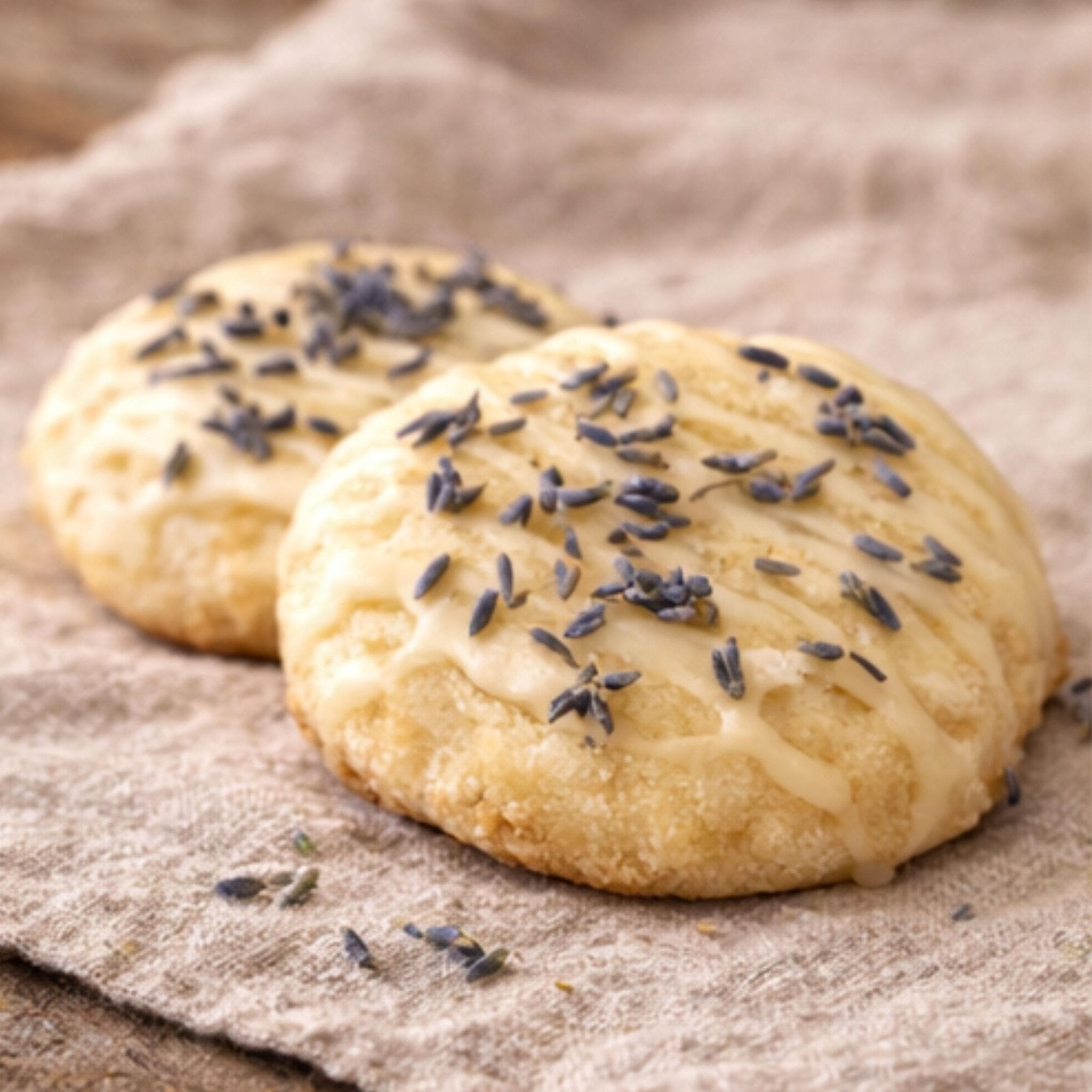 Lavender Sugar Cookies, Vanilla or Lemon Glaze, Gourmet Bakery Treats, Artisan Tea Cakes - Winterberry Hearth
