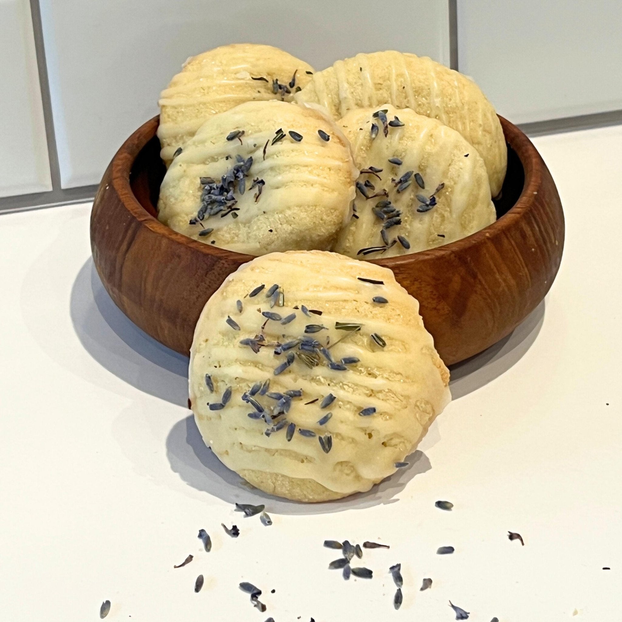 Lavender Sugar Cookies, Vanilla or Lemon Glaze, Gourmet Bakery Treats, Artisan Tea Cakes - Winterberry Hearth