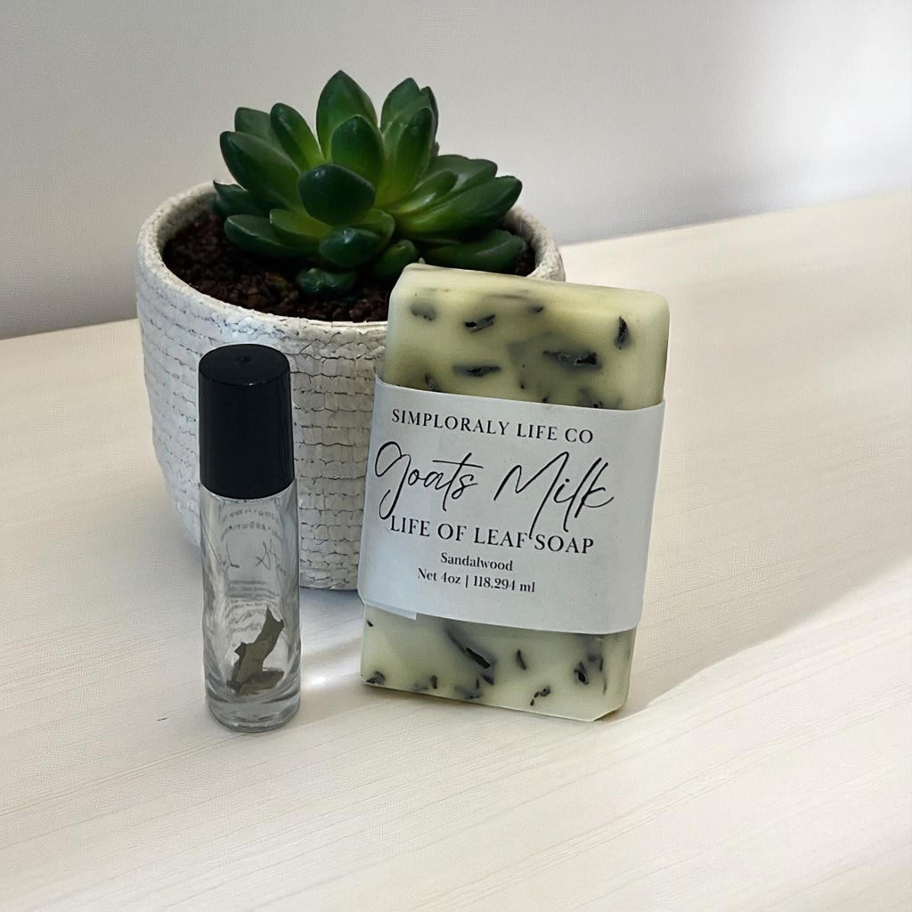 Leaf of Life Bath Ritual Soap Gift: Goat Milk with Ritual Oil Set - Winterberry Hearth