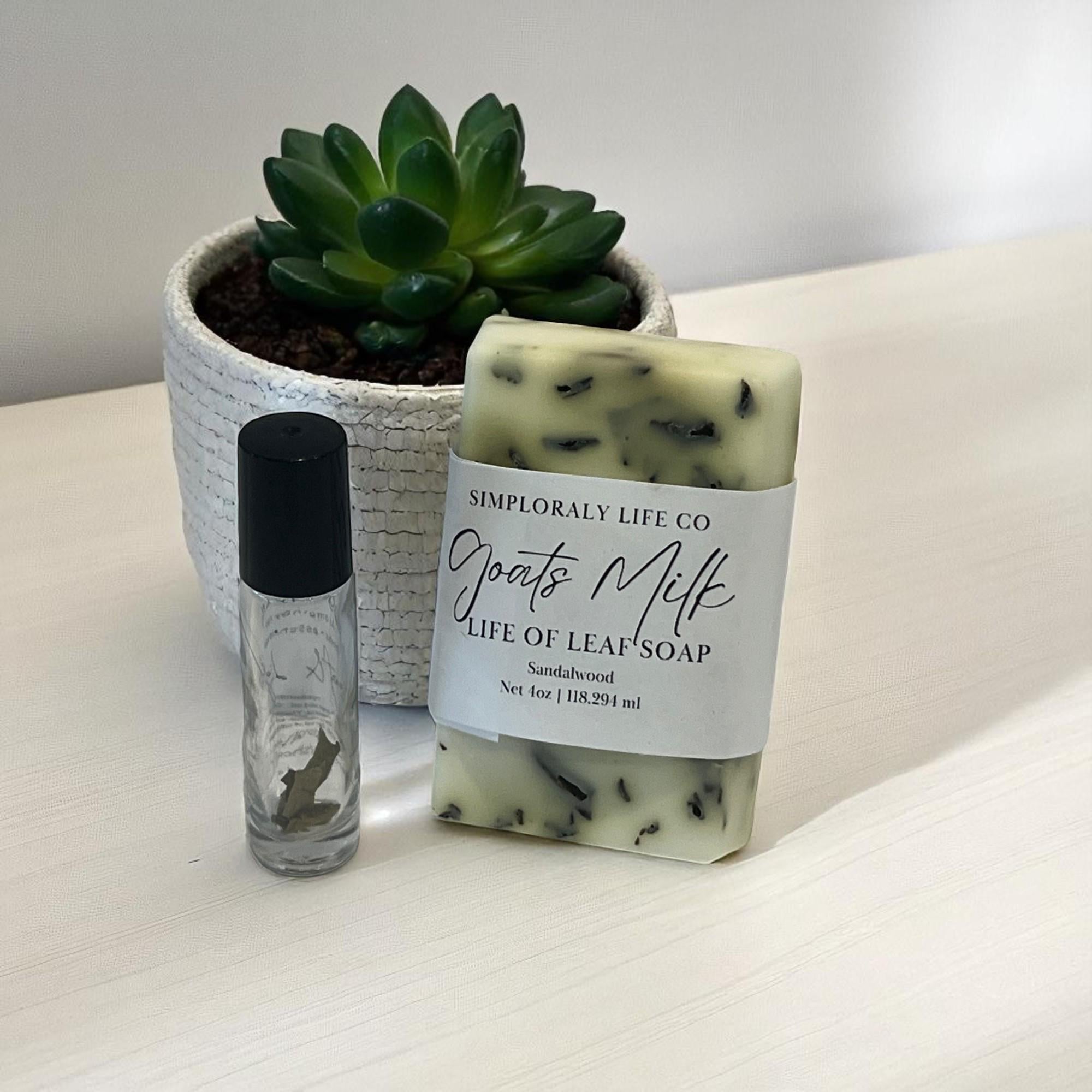 Leaf of Life Bath Ritual Soap Gift: Goat Milk with Ritual Oil Set - Winterberry Hearth