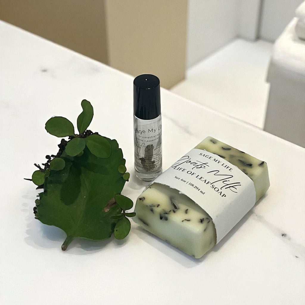 Leaf of Life Bath Ritual Soap Gift: Goat Milk with Ritual Oil Set - Winterberry Hearth