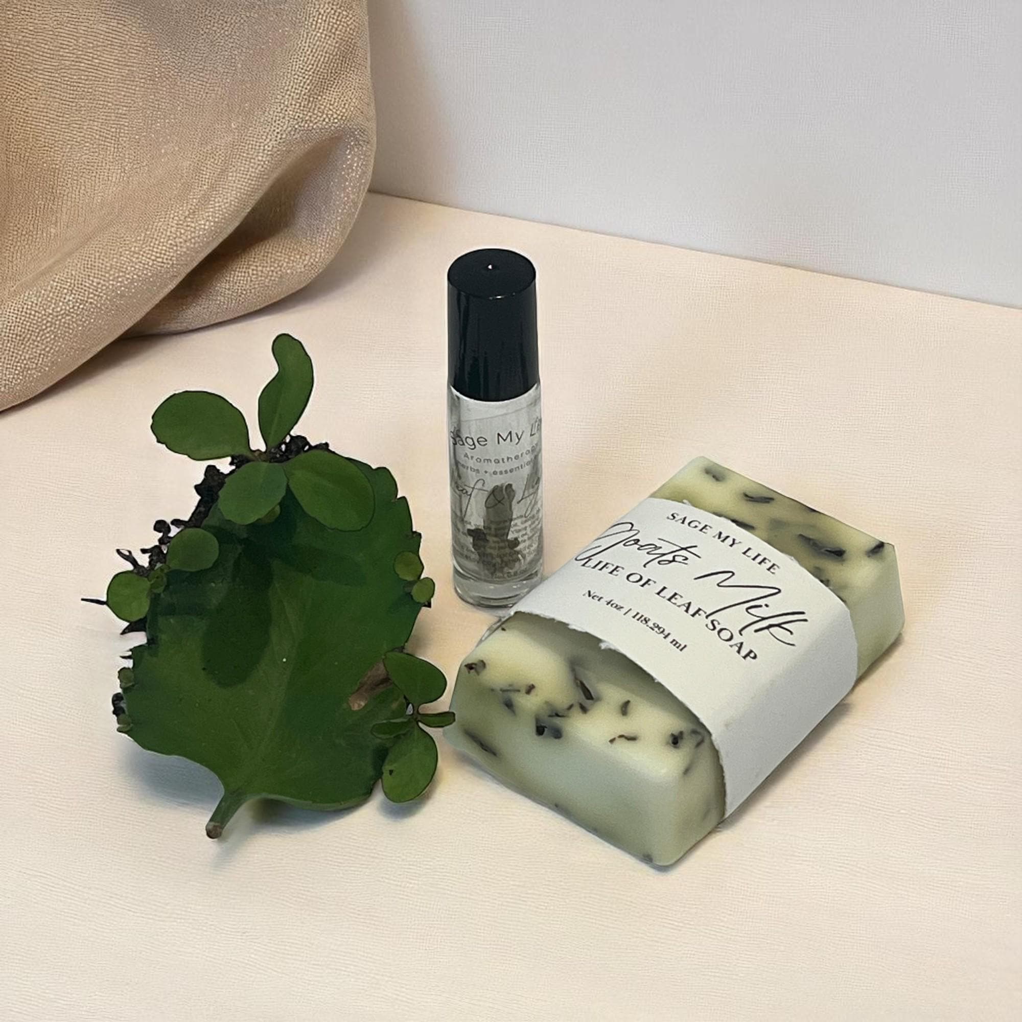 Leaf of Life Bath Ritual Soap Gift: Goat Milk with Ritual Oil Set - Winterberry Hearth