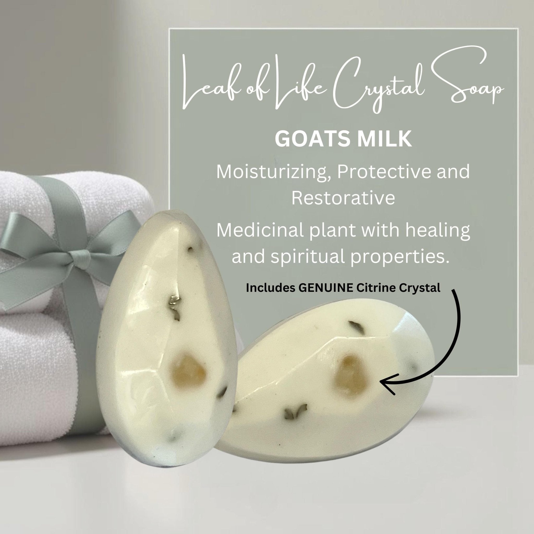 Leaf of Life Crystal Infused Soap, Herbal Wellness Gift - Winterberry Hearth