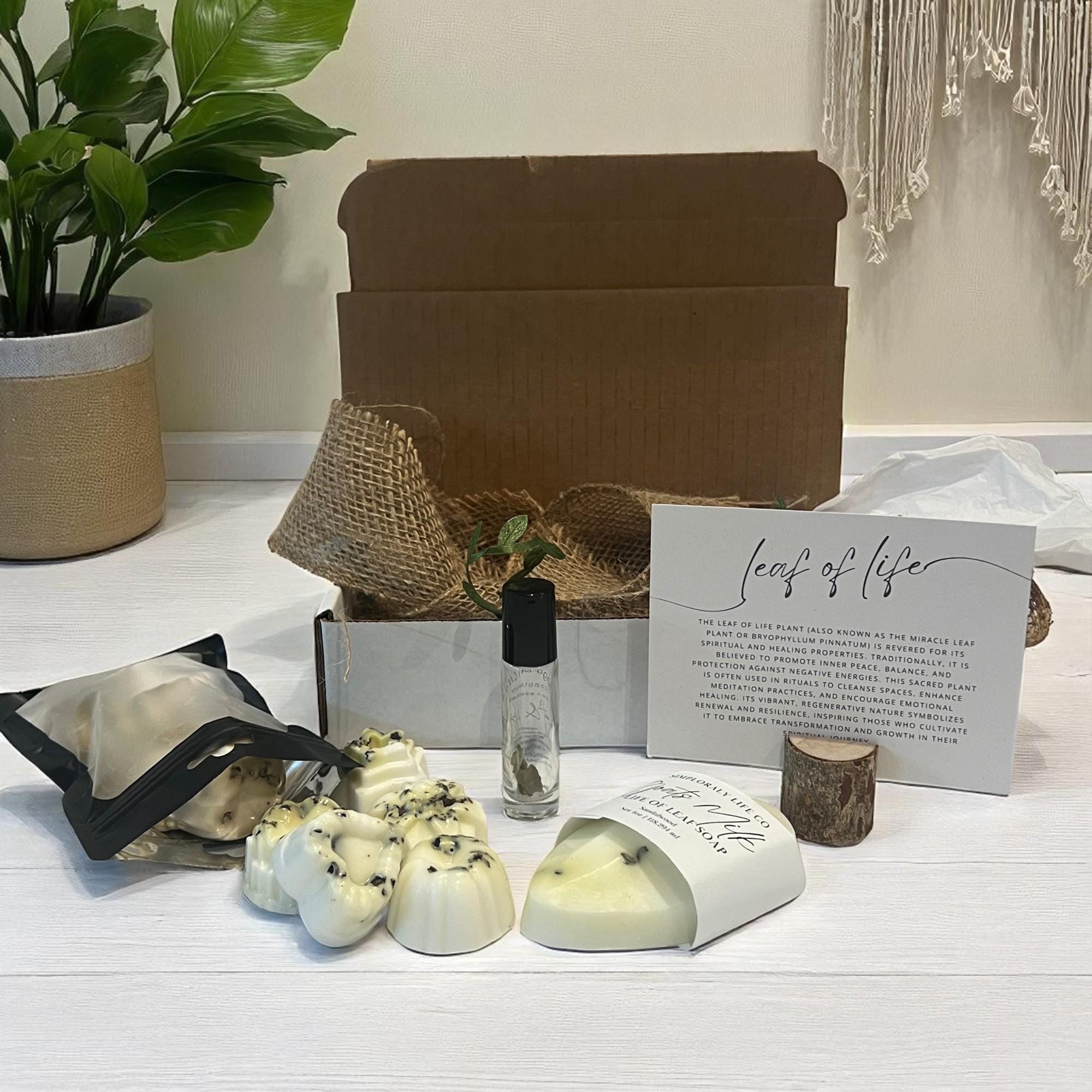 Leaf of Life Crystal Soap Gift Set: Goat Milk Minis + Ritual Oil - Winterberry Hearth