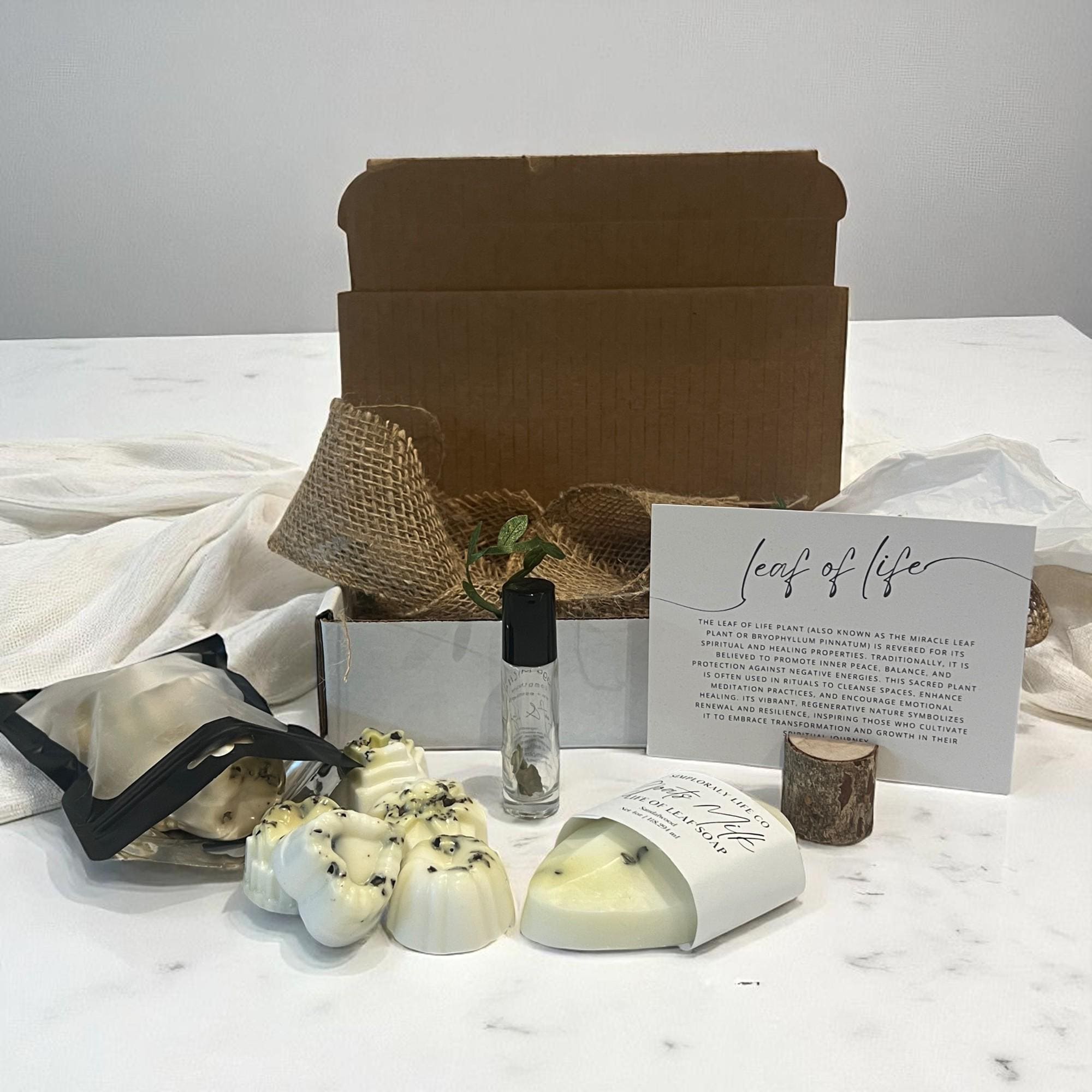 Leaf of Life Crystal Soap Gift Set: Goat Milk Minis + Ritual Oil - Winterberry Hearth