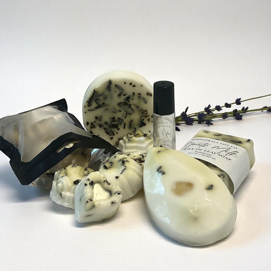 Leaf of Life Goat's Milk Soap Gift Set: Crystal Infused, Aromatherapy Roller - Winterberry Hearth