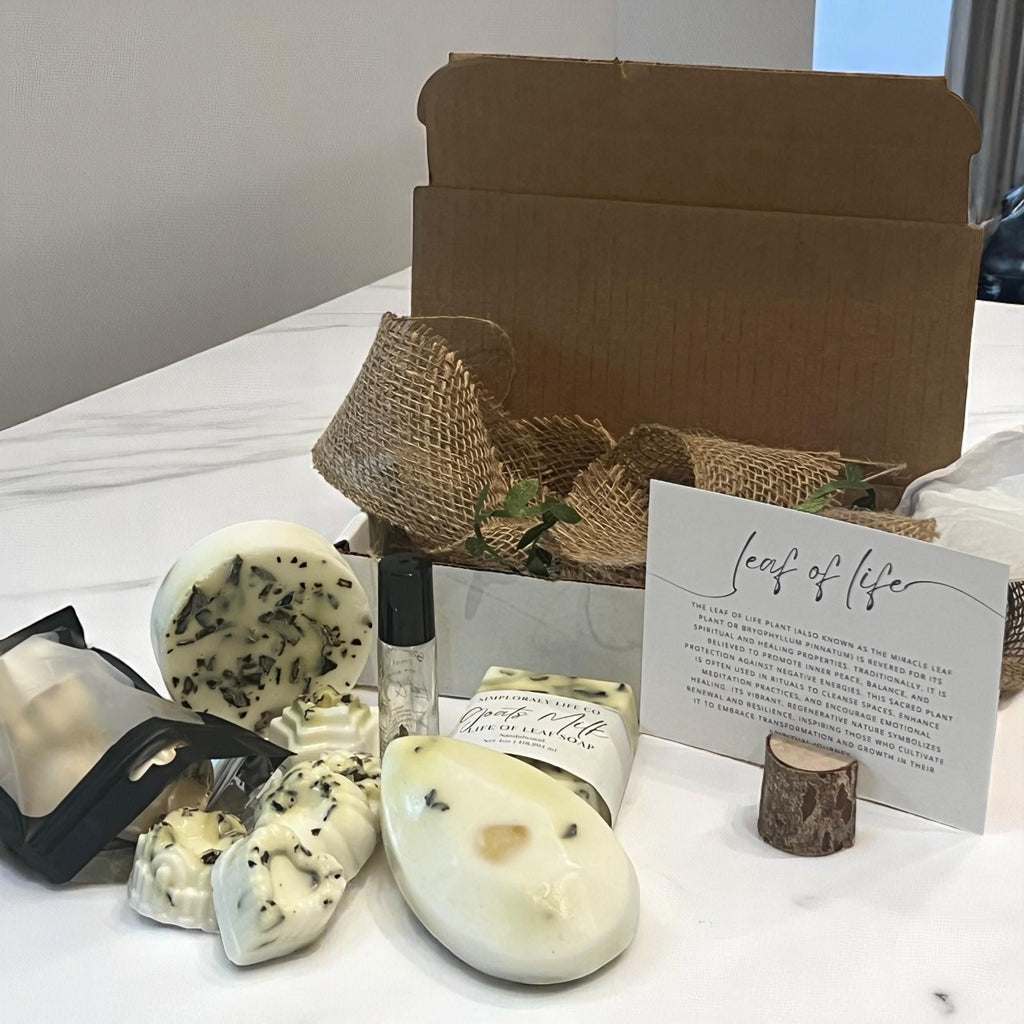 Leaf of Life Goat's Milk Soap Gift Set: Crystal Infused, Aromatherapy Roller - Winterberry Hearth